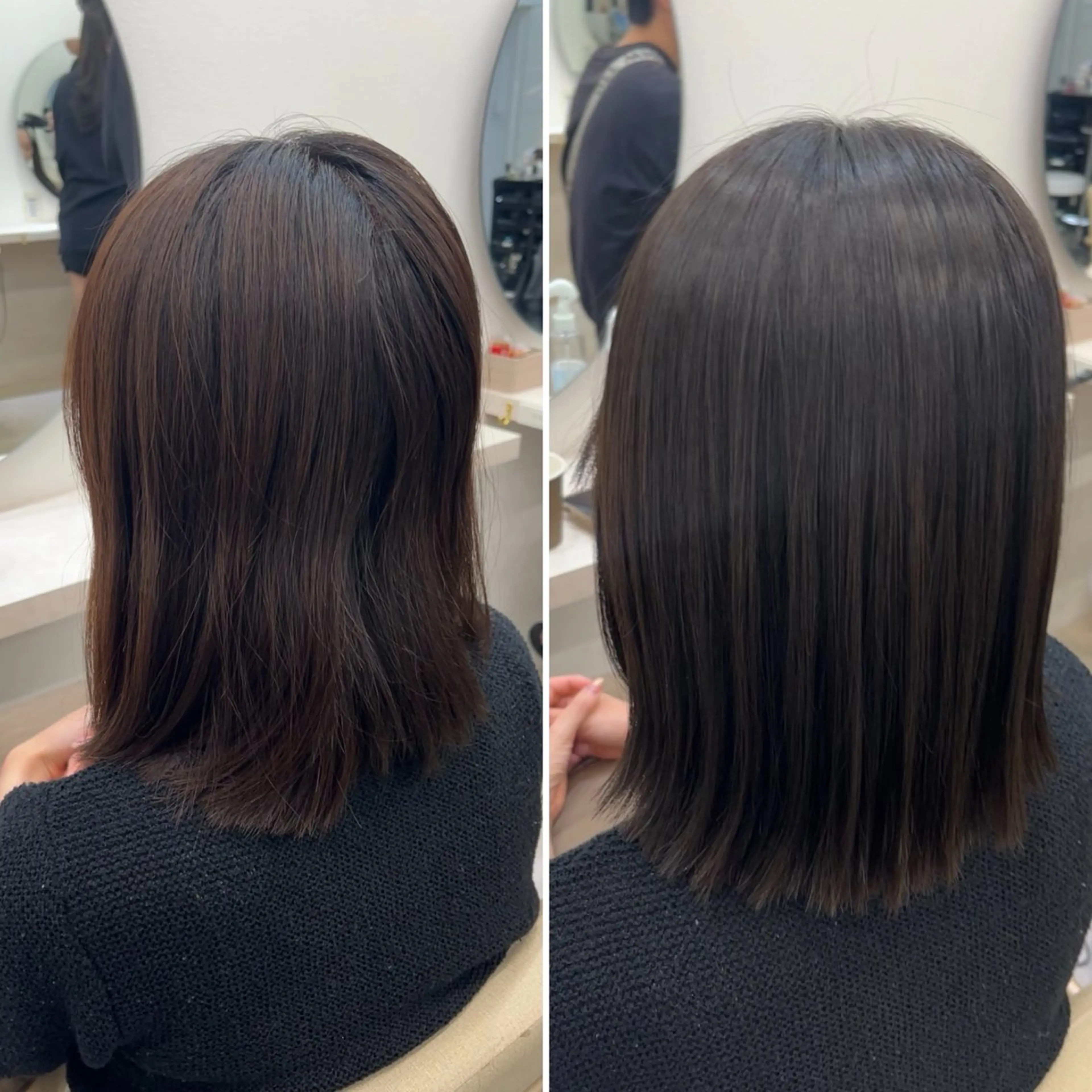 ミディアム カット ヘアカラー 縮毛矯正 トリートメント 【髪質改善】縮毛矯正 /core梅田/西尾のヘアスタイル