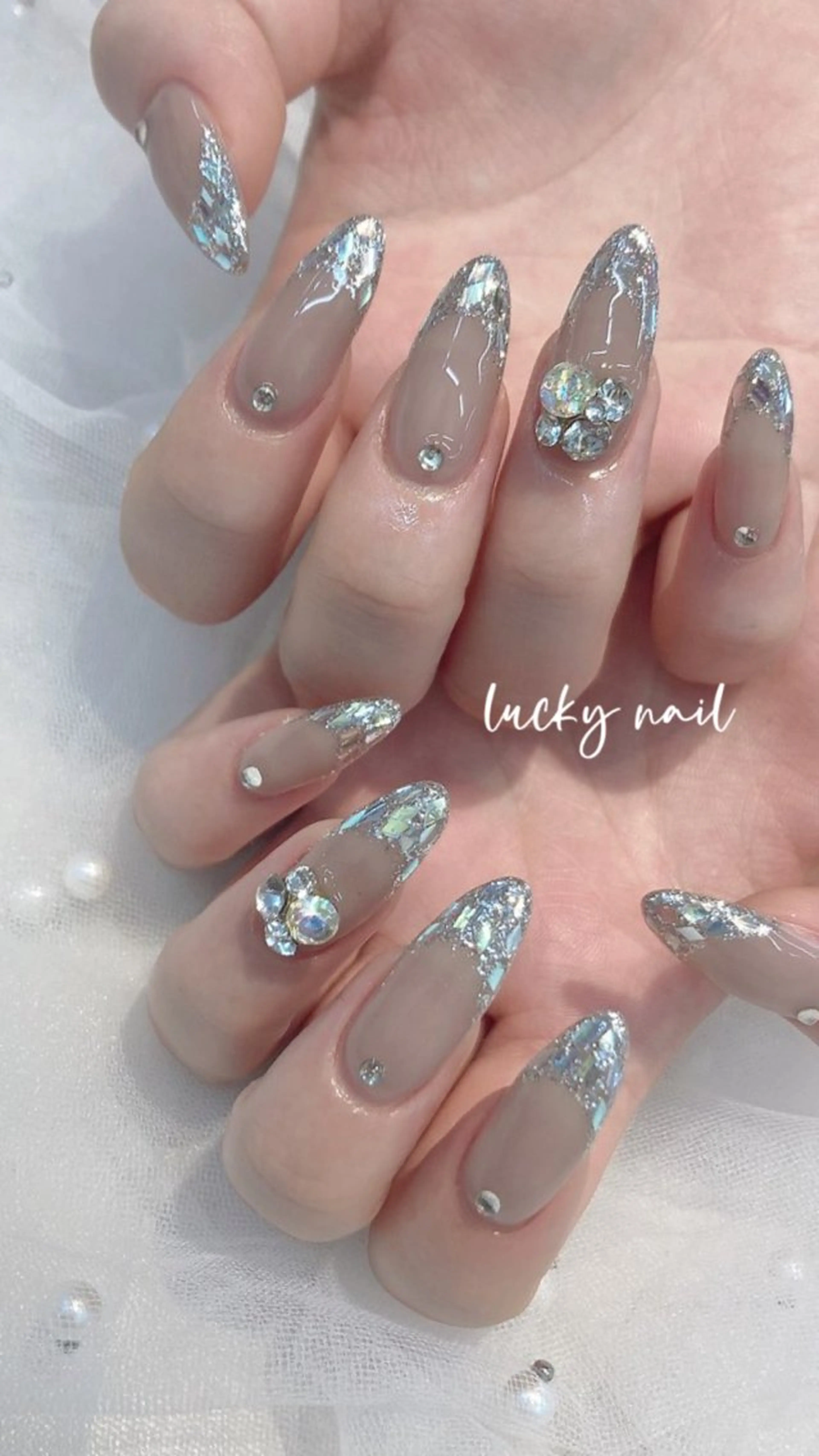 ネイル チークネイル 長さ出し ジェルネイル マグネットネイル 持ち込み Lucky nail 小林和希のネイルデザイン