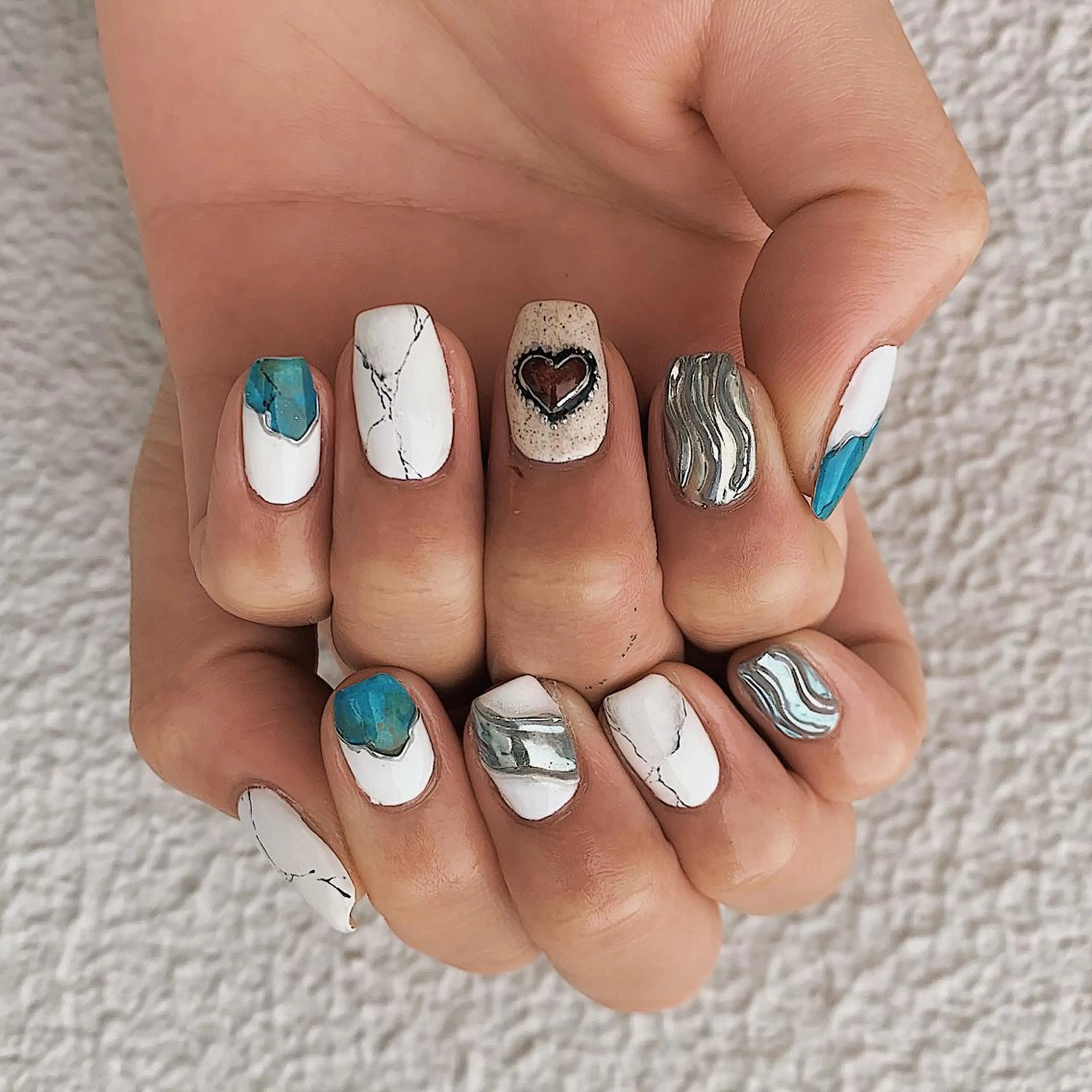 ネイル 夏ネイル ホワイト tener 🧋yume🧋のネイルデザイン