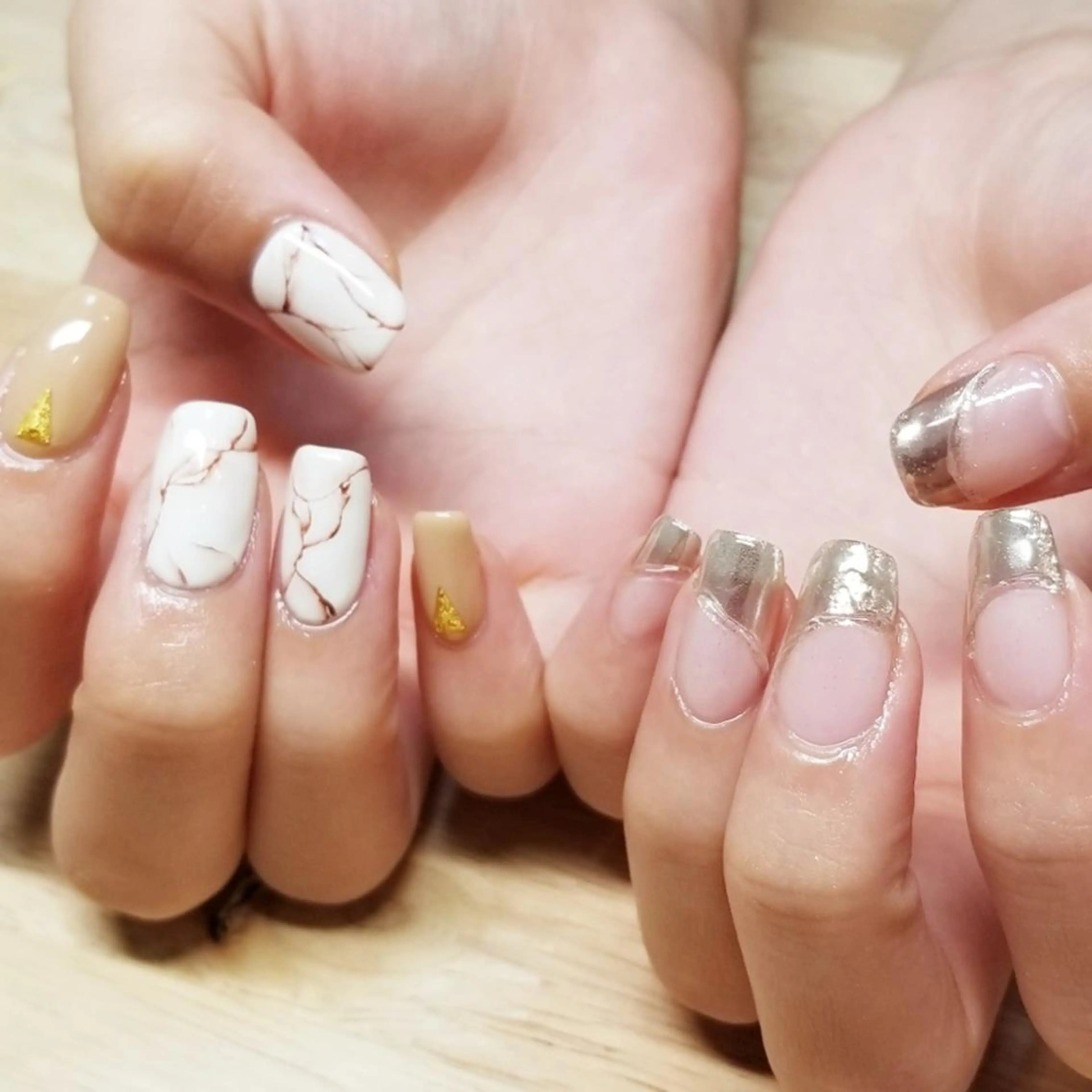 ネイル 大理石ネイル(マーブル) ミラーネイル ハンドネイル L'instant  Nail Artzのネイルデザイン