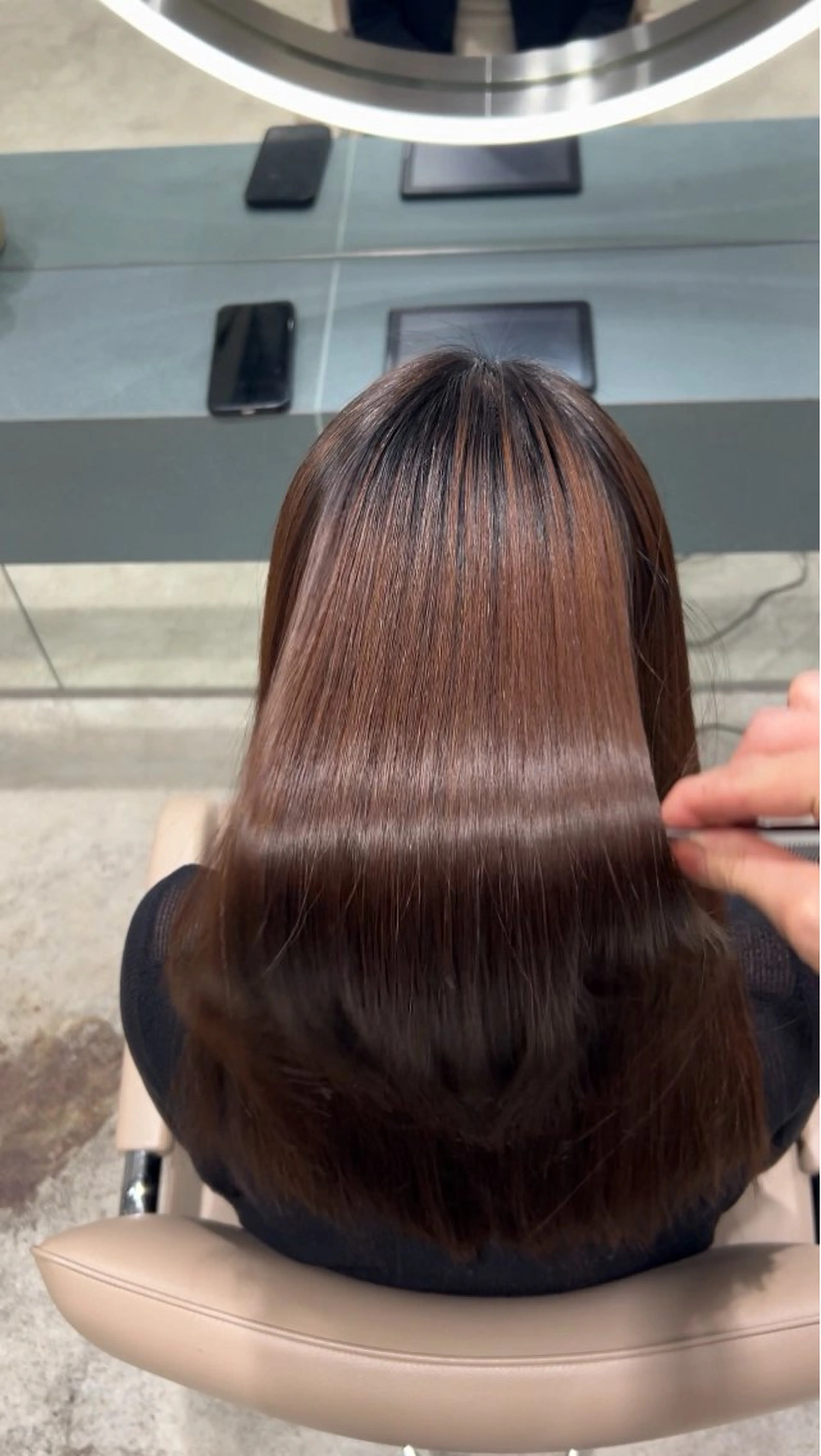 ミディアム カラー カット ヘアカラー トリートメント ✨髪質改善 縮毛矯正 艶髪 立川美容室✨のヘアスタイル