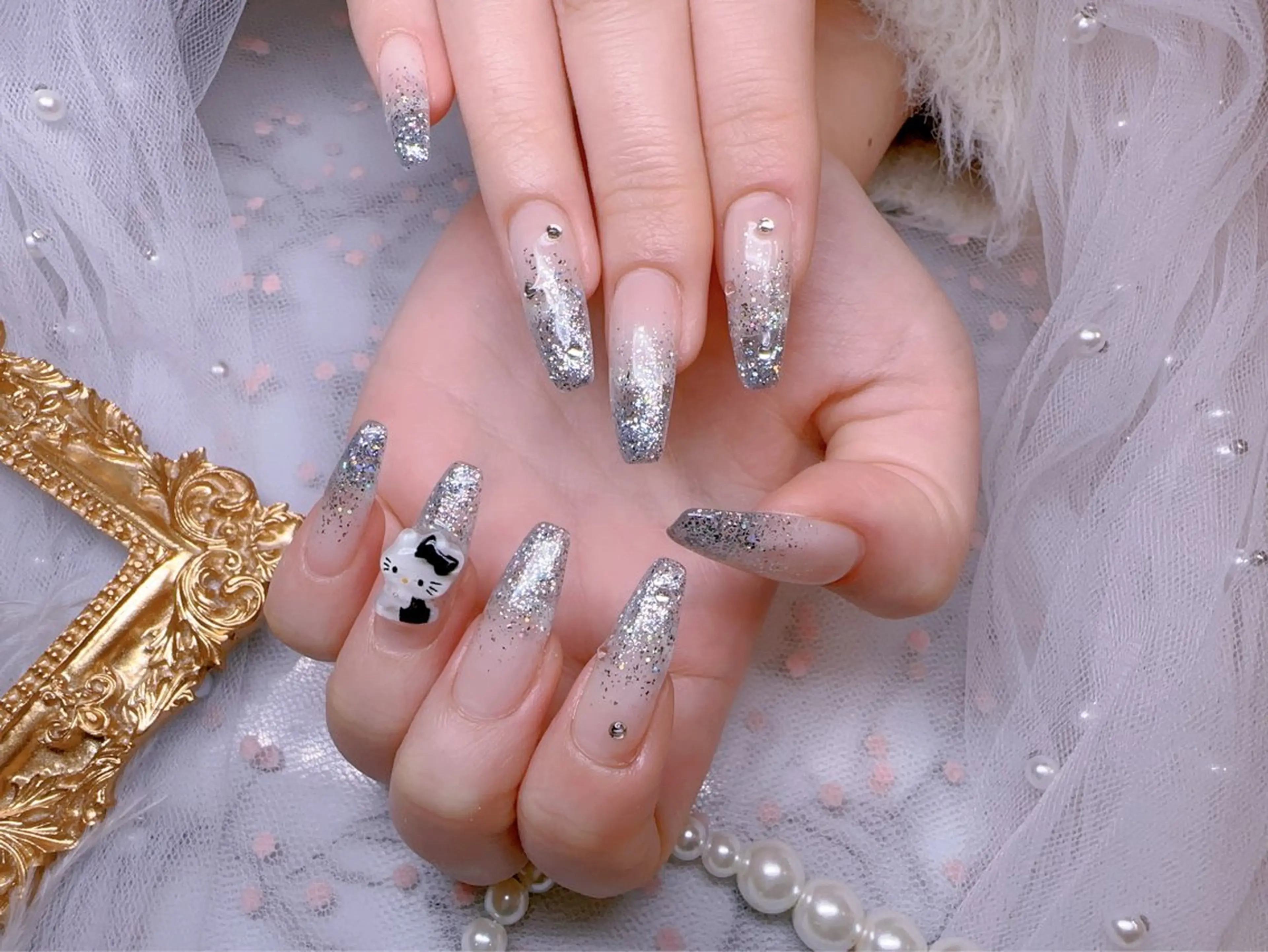 ネイル オーロラネイル フットネイル 韓国ネイル ラメ(グリッター) ラメグラデーション ハンドネイル Belle nail salon 新小岩のネイルデザイン