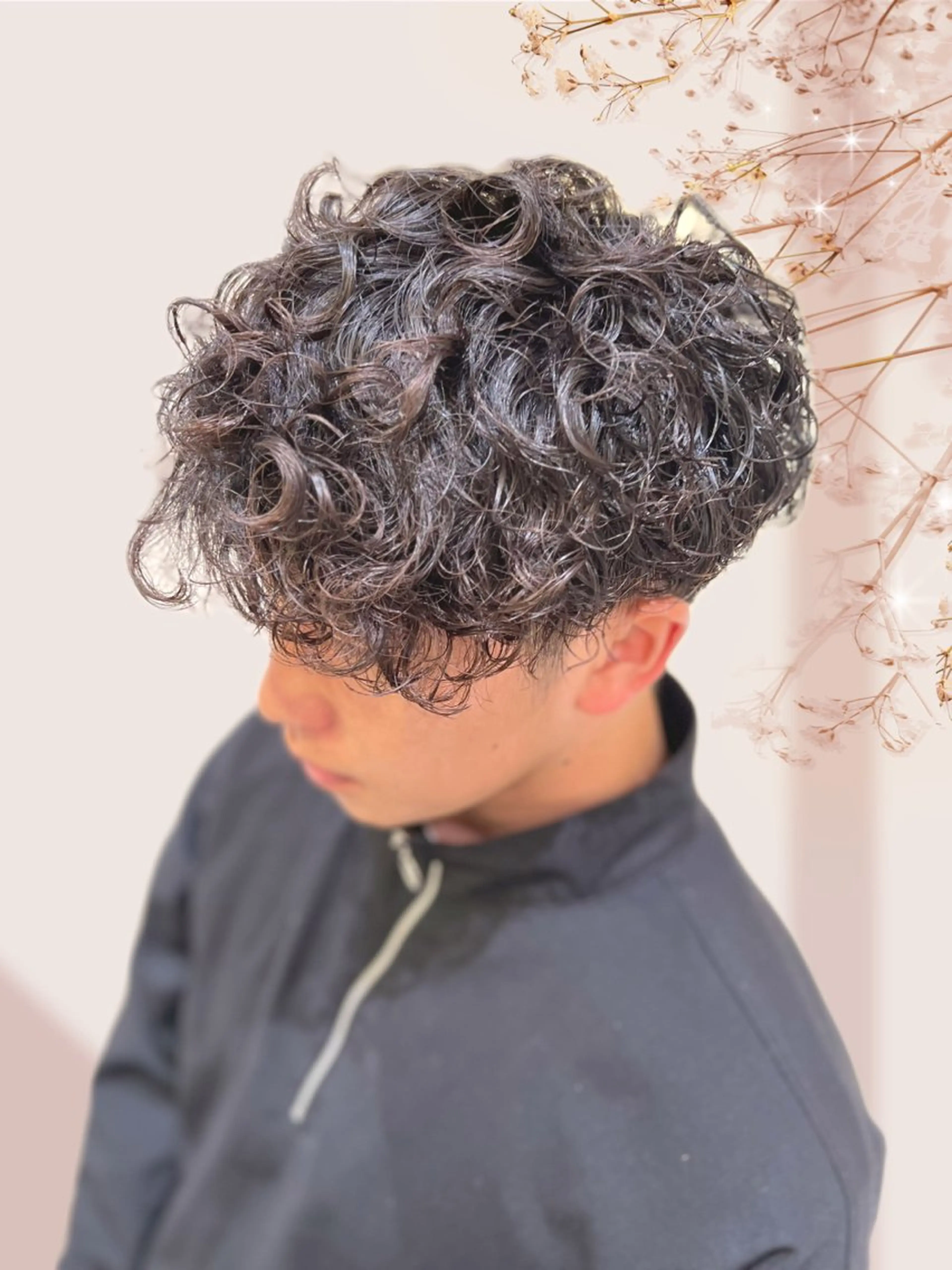 ミディアム パーマ メンズ ミディアムパーマ メンズパーマ プードルパーマ 波巻きパーマ 外国人風カラー カット パーマ メンズパーマ特化型 /京橋/栗野京弥のヘアスタイル