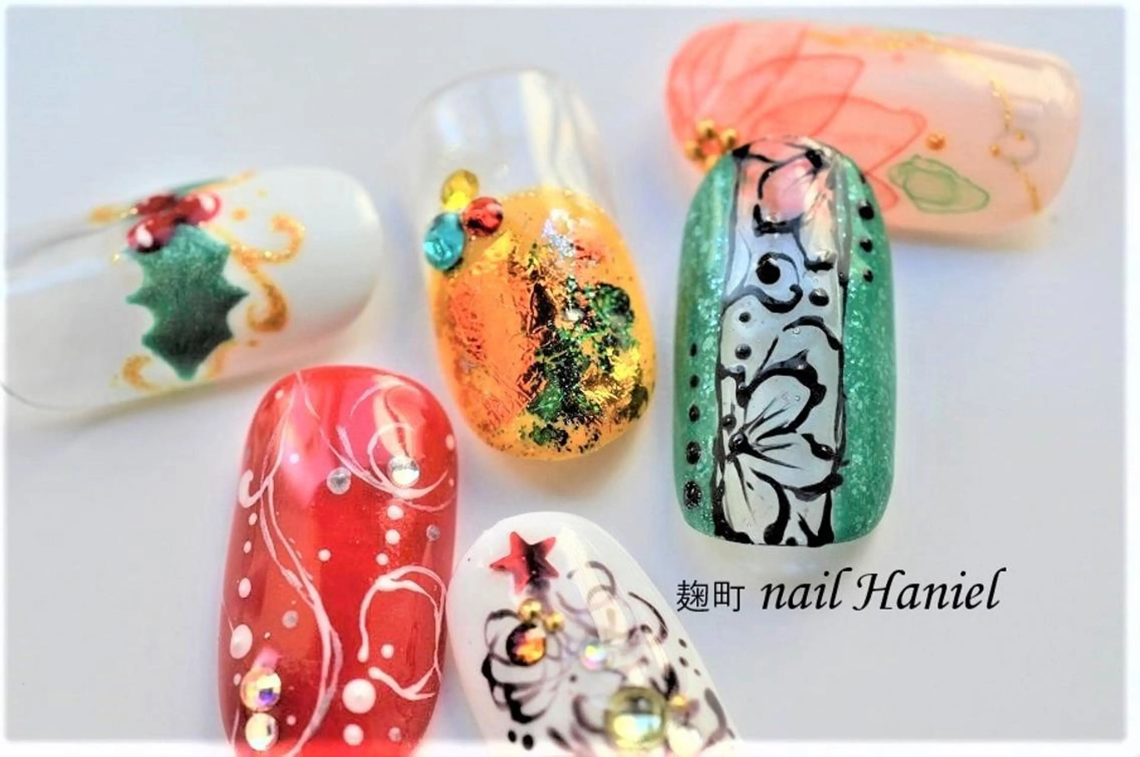 ネイル アートネイル ジェルネイル パラジェル 冬ネイル クリスマス nail Haniel所属・半蔵門サロンハニエル 魅神 ちよのネイルデザイン