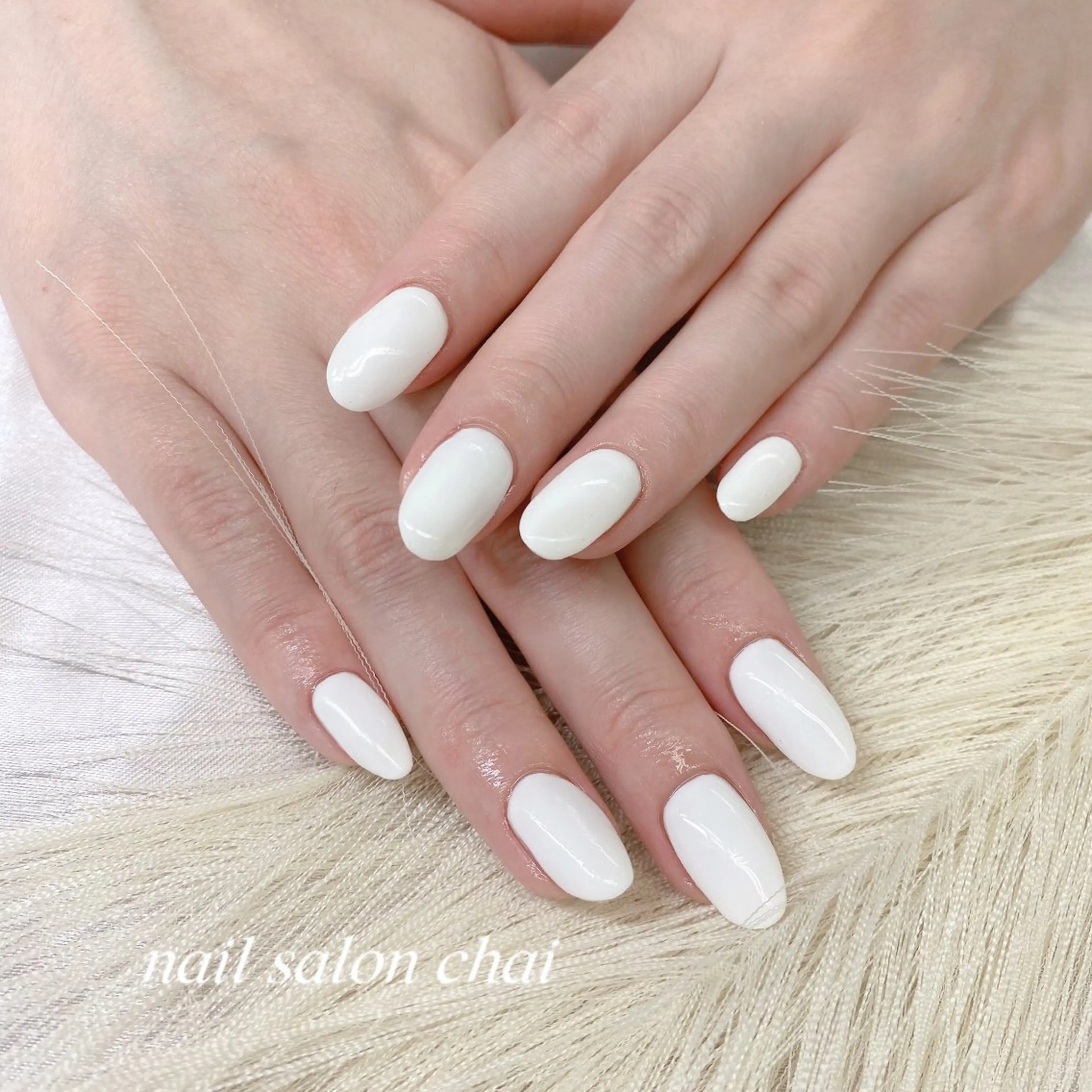 ネイル ワンカラーネイル ホワイト nail salon chai 上本町のネイルデザイン