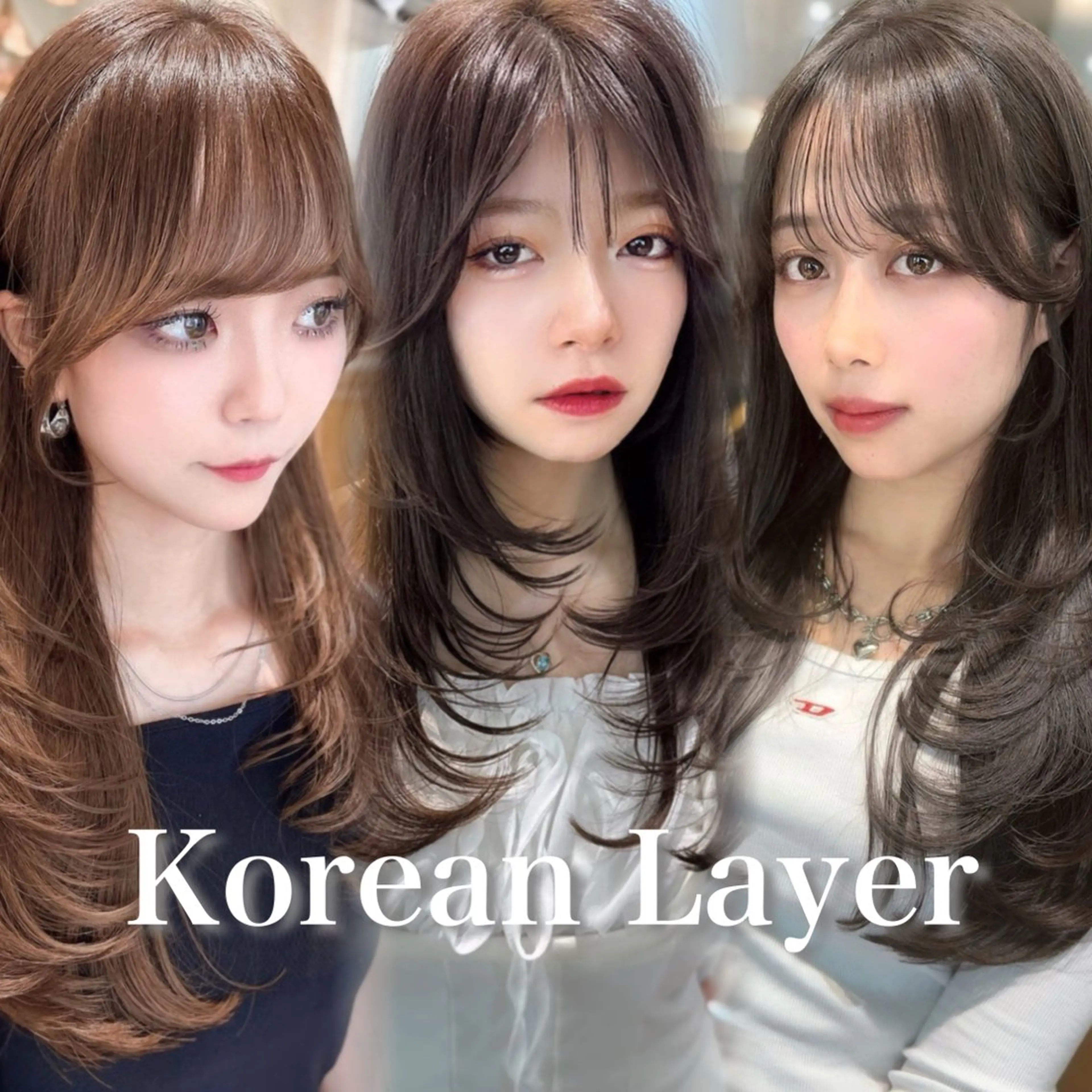 セミロング カラー くびれヘア 韓国風ヘア レイヤーカット 小顔カット 木屋元一/透明感 /レイヤー/顔まわりのヘアスタイル