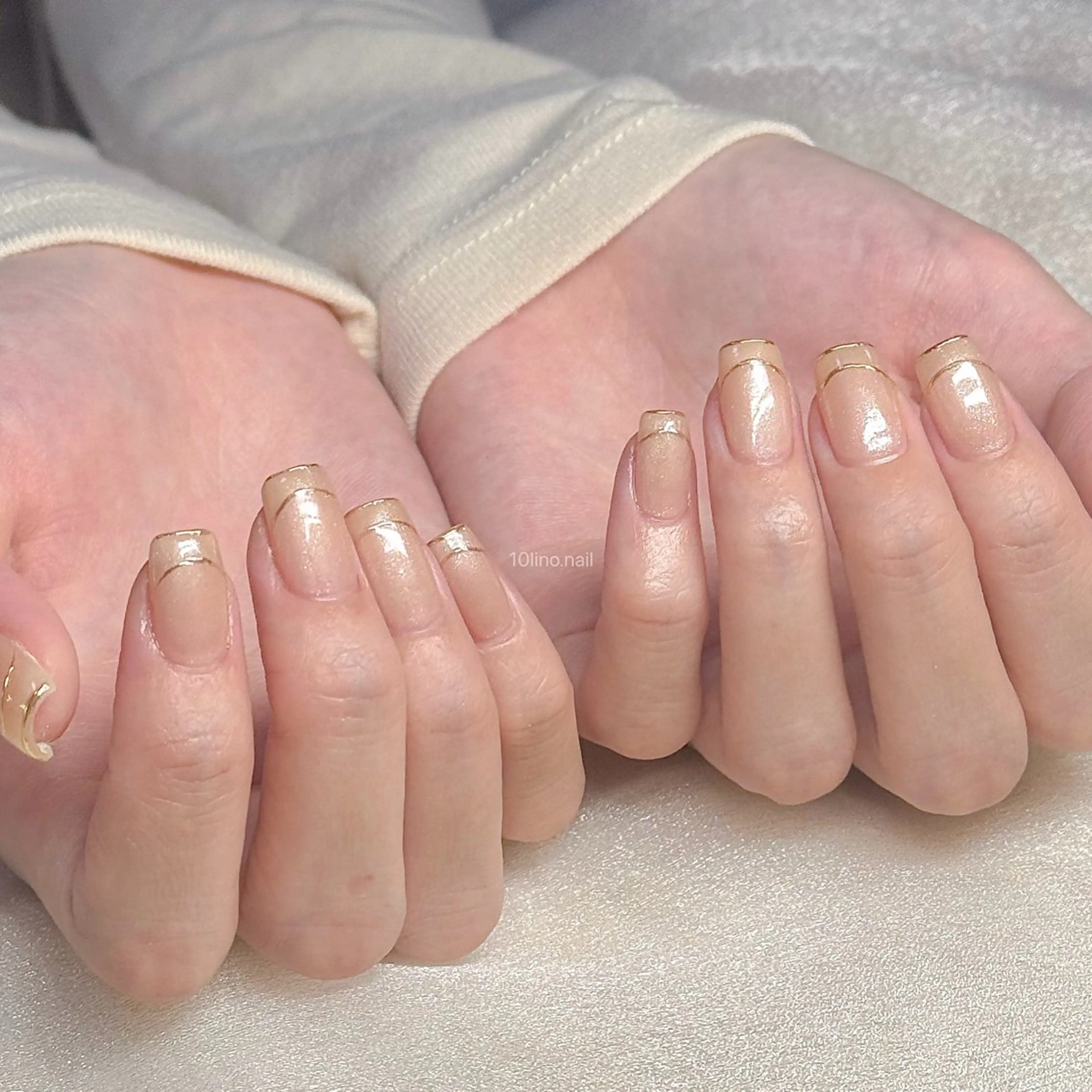 ネイル アートネイル フレンチネイル ジェルネイル ゴールド ミラーネイル Mネイルbranch所属・Mネイル伏見 【TORINO】のネイルデザイン