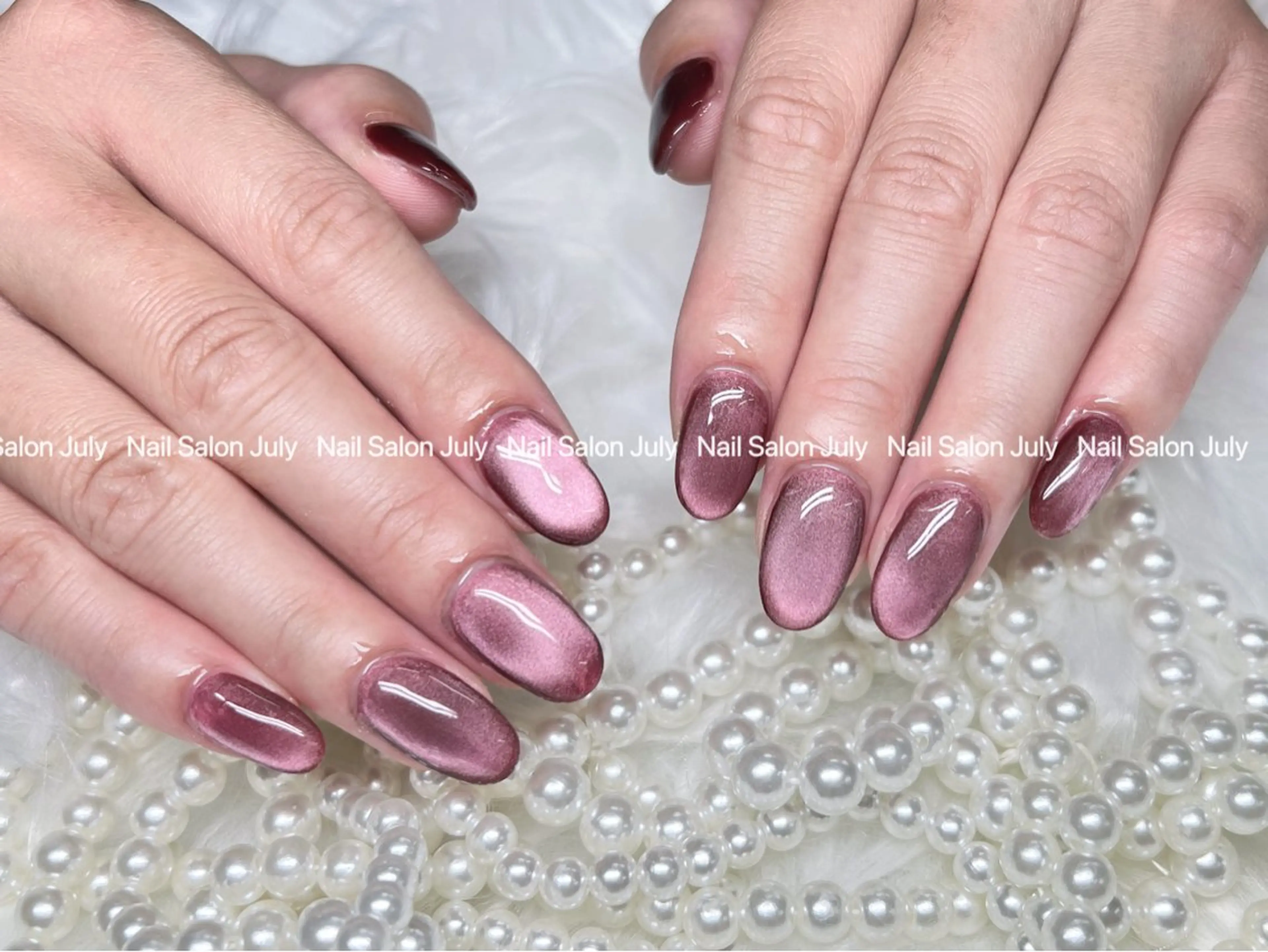 ネイル アートネイル オーロラネイル ジェルネイル ガーリー キラキラネイル ハンドネイル July モモのネイルデザイン