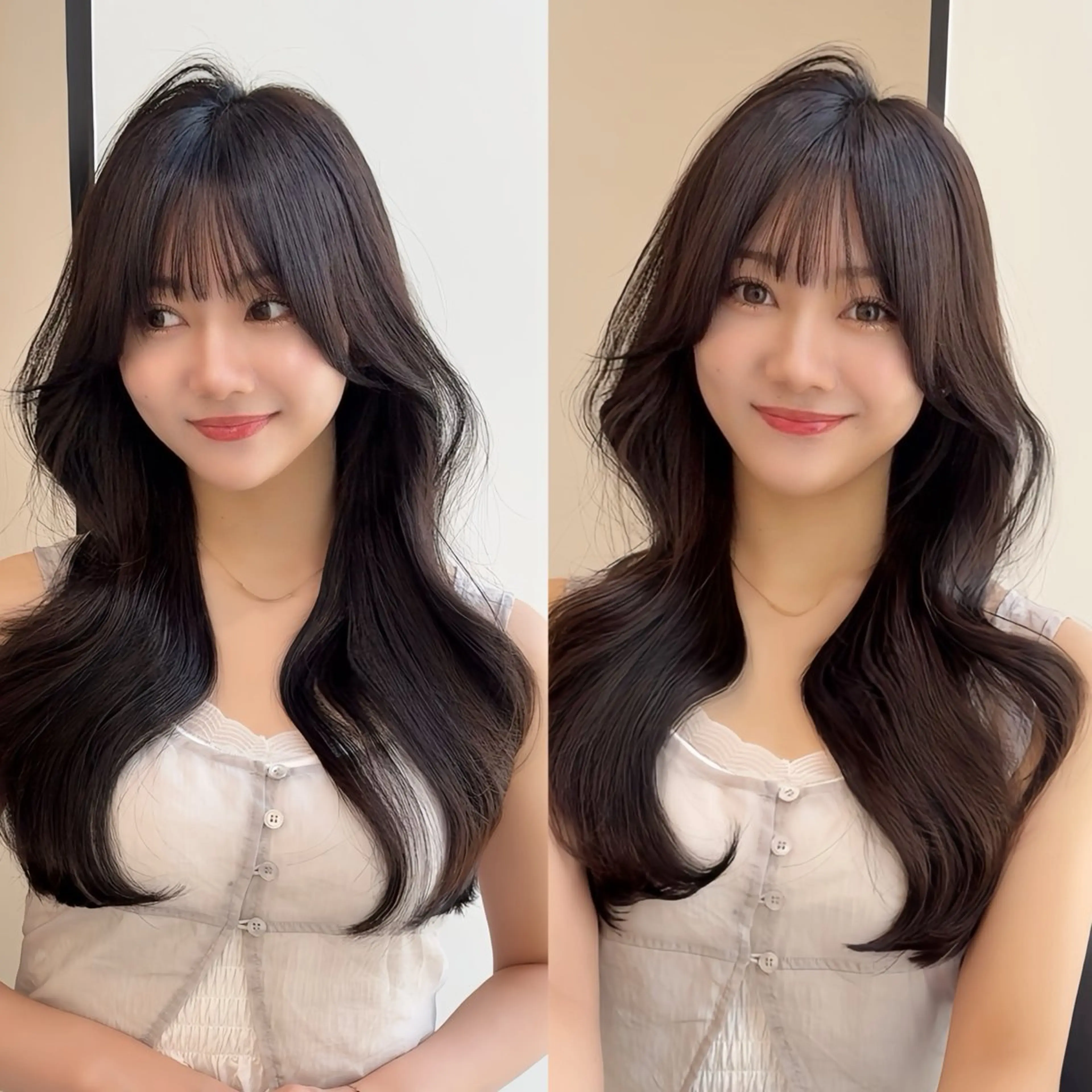 ロング カット ヘアカラー トリートメント 韓国ヘア🤍🇰🇷 ‪🫶🏻吉満のヘアスタイル