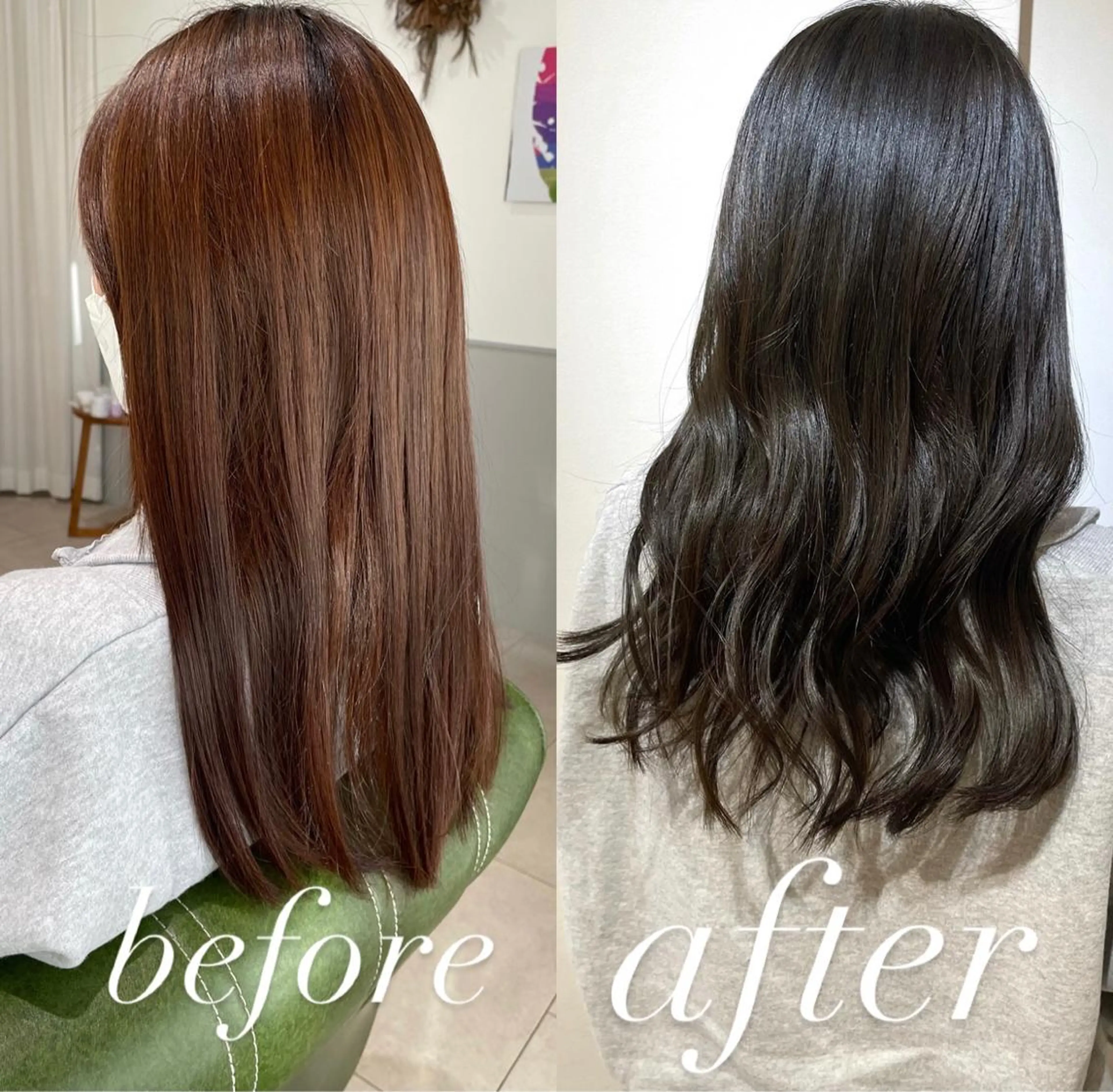 ロング カラー グレージュ ハイライトカラー オリーブグレージュ オリーブグレー ハイライト カット ヘアカラー トリートメント 過去一の柔髪ヘア 🌿IVYjoureのヘアスタイル