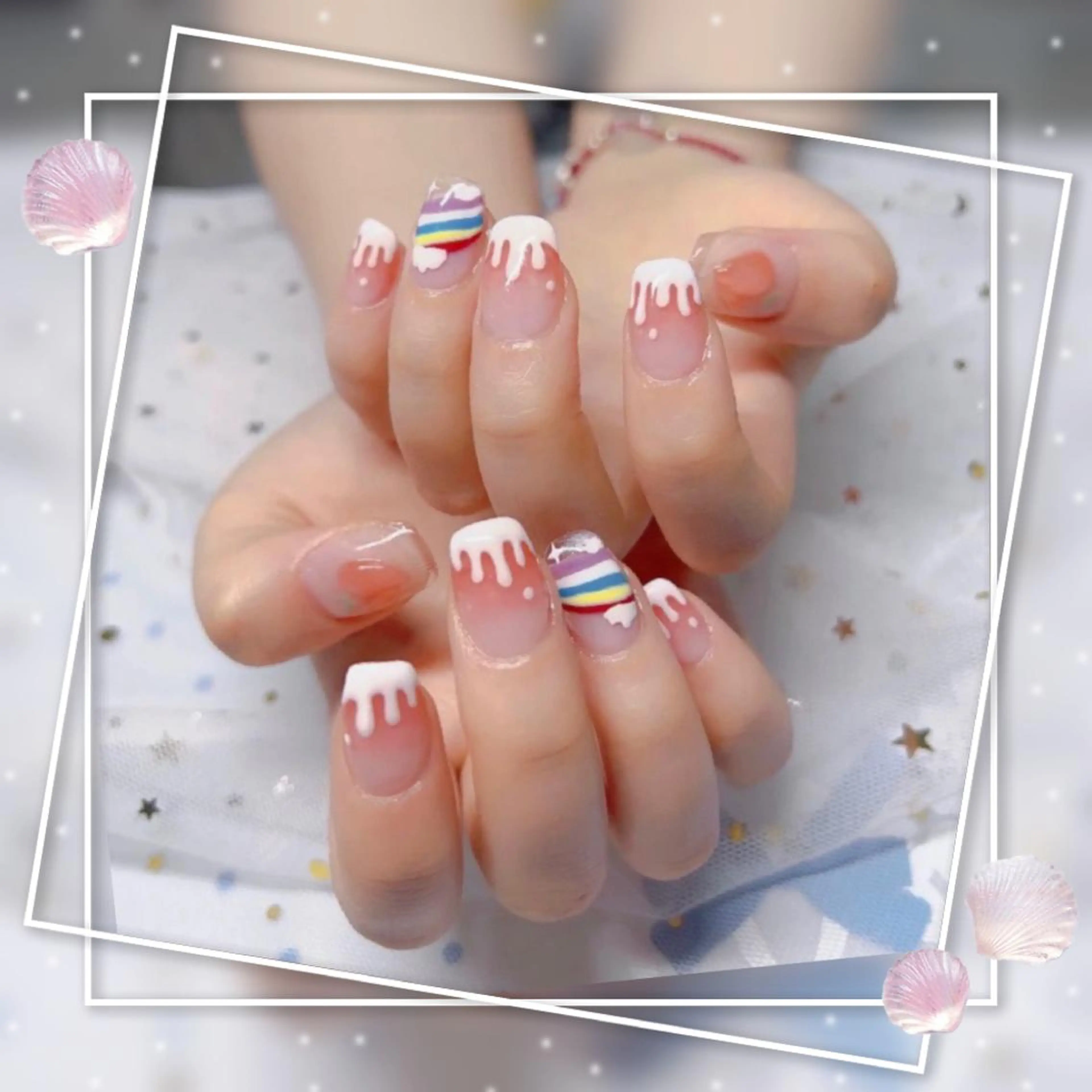 ネイル フレンチネイル キラキラネイル 韓国ネイル マグネットネイル マグネットフレンチ ハンドネイル ハンドケア Chill Nailsalonのネイルデザイン