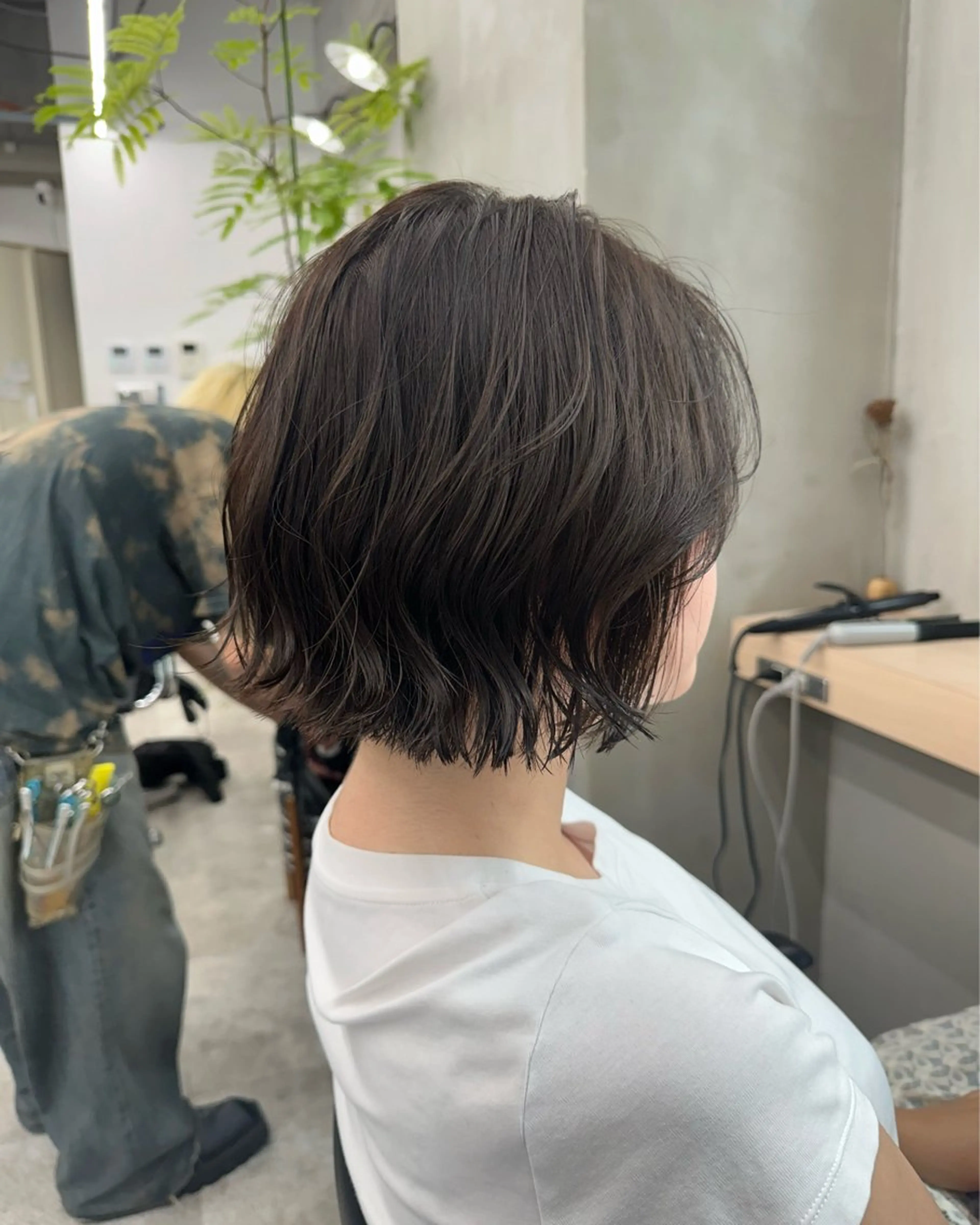 ショート カット ヘアカラー 切りっぱなしボブ/ 小顔ボブNANAのヘアスタイル