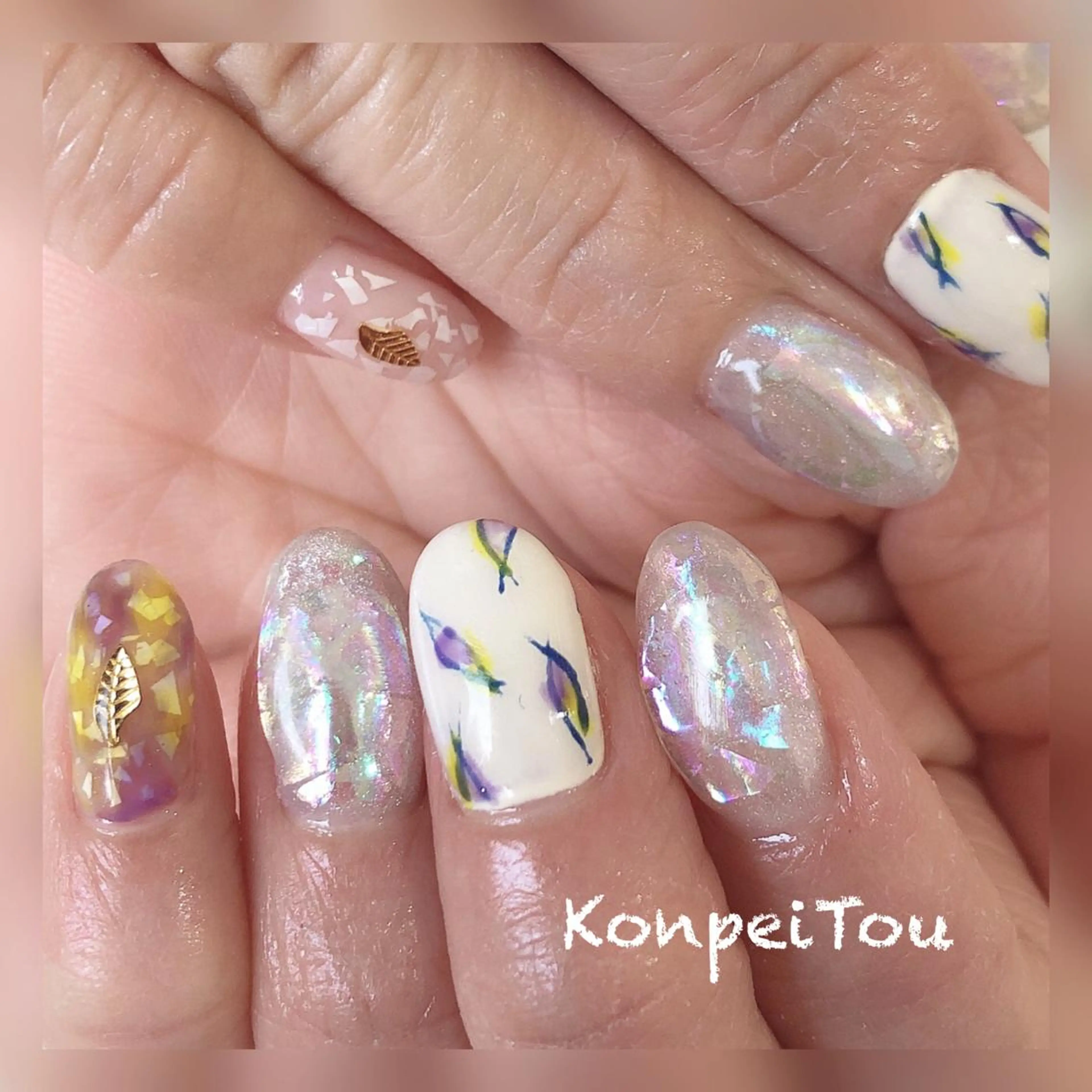 ネイル 氷ネイル・うるうるネイル ハンドネイル おうちのネイルサロン　konpeiTou〜こんぺいとう〜所属・おうちのネイルサロン KonpeiTouのネイルデザイン