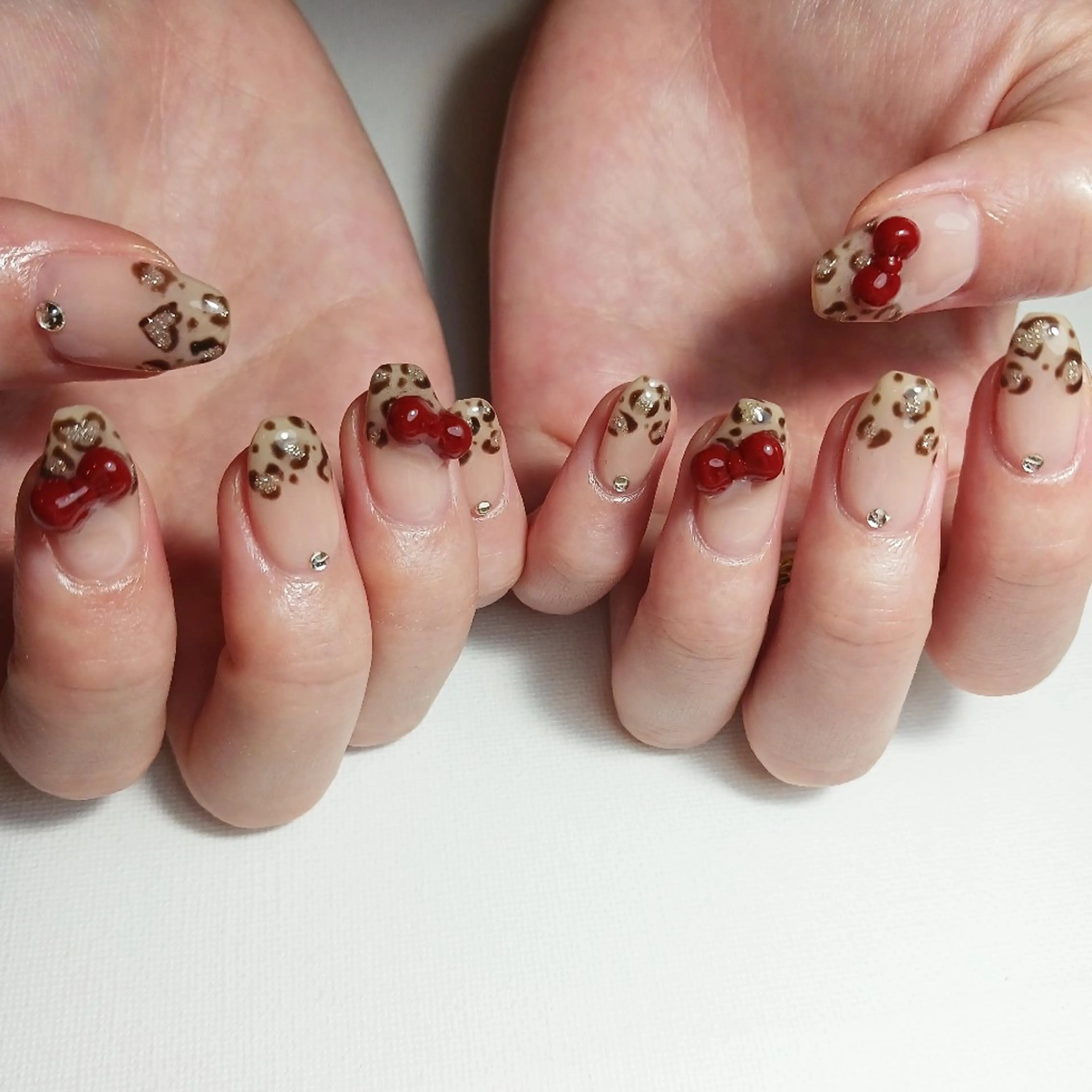 ネイル アニマル柄 ジェルネイル 持ち込み リボン 冬ネイル ハンドネイル owlnail /持込みデザイン専門のネイルデザイン