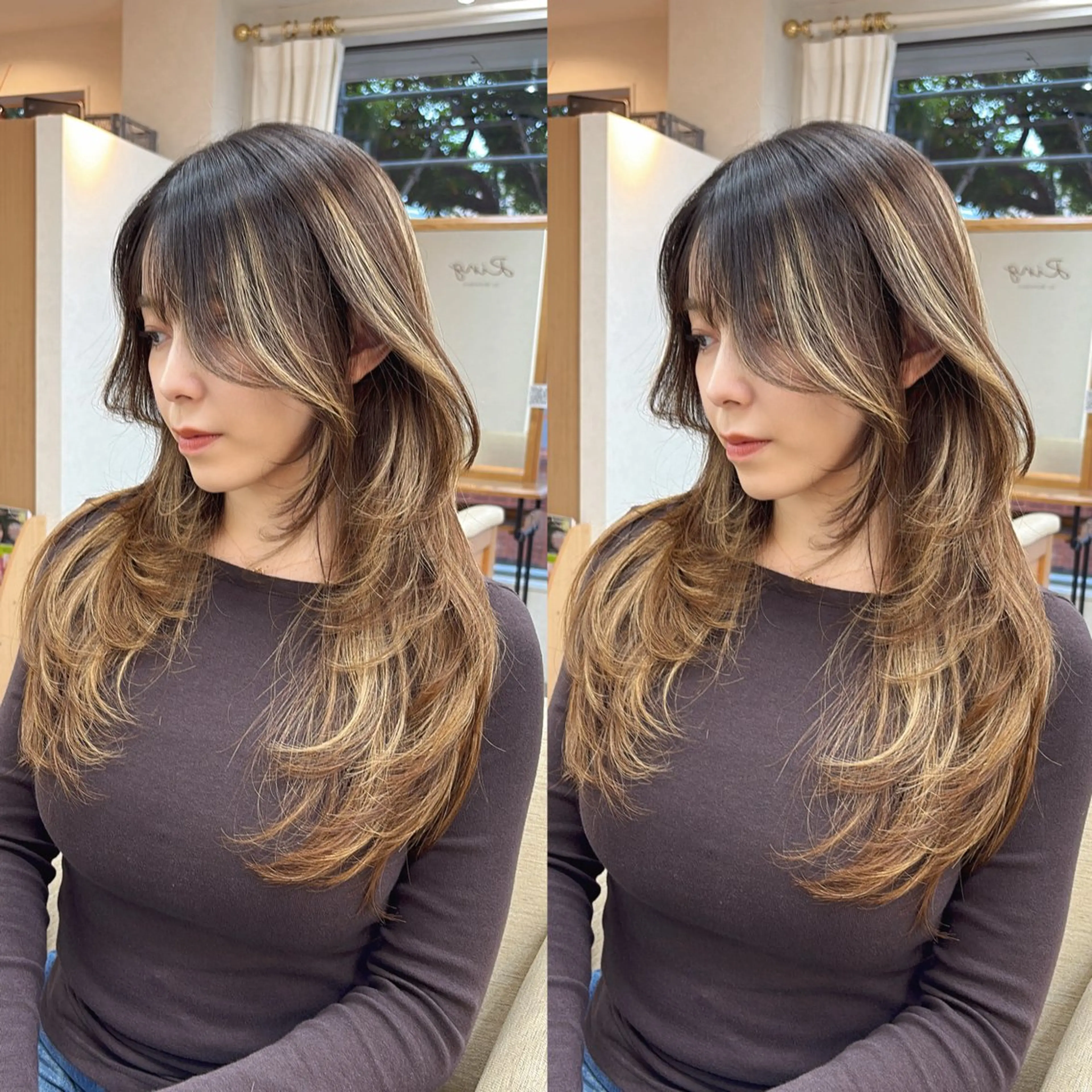 ロング カット ヘアカラー トリートメント Ring  by Moremuu所属・issy/ハイライト ハイトーン／レイヤーのヘアスタイル