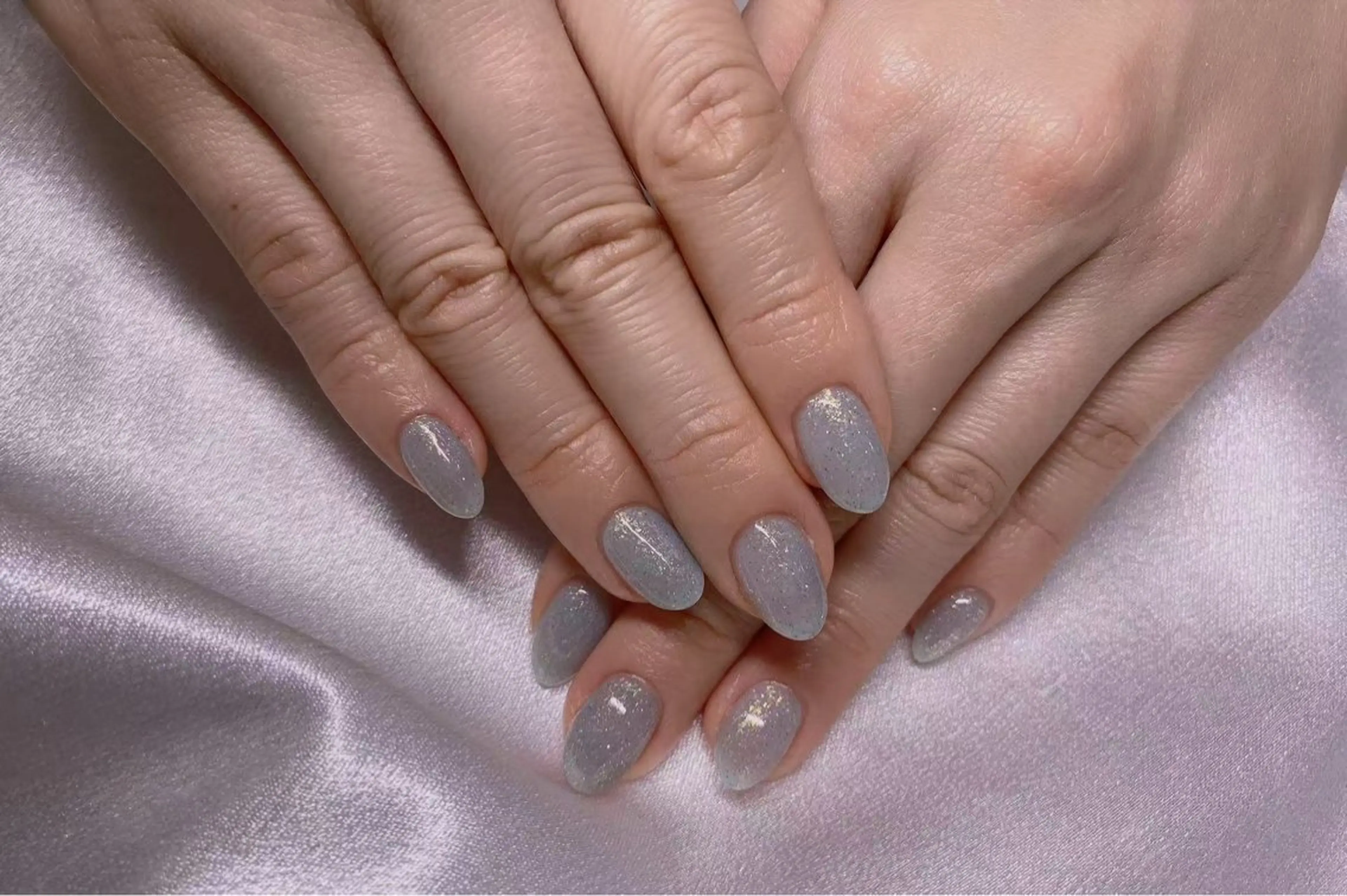 ネイル ブルー チークネイル フレンチネイル ジェルネイル ハート ハンドネイル 美爪パラジェル導入店 Sunnilyのネイルデザイン