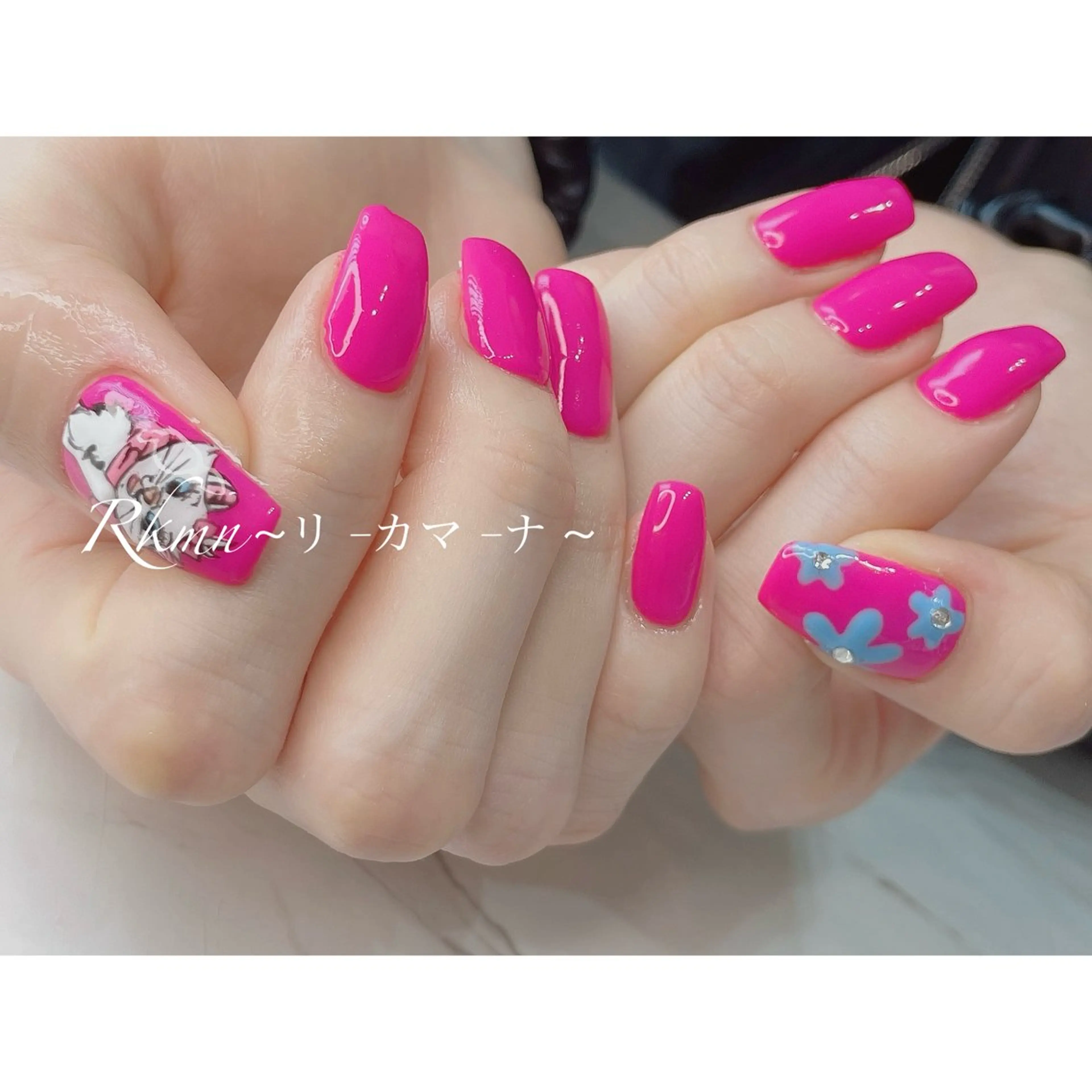 ネイル アートネイル フラワーネイル 持ち込み ピンク 春ネイル ハンドネイル フットネイル ハンドケア Rkmn ~リ-カマ-ナ~のネイルデザイン