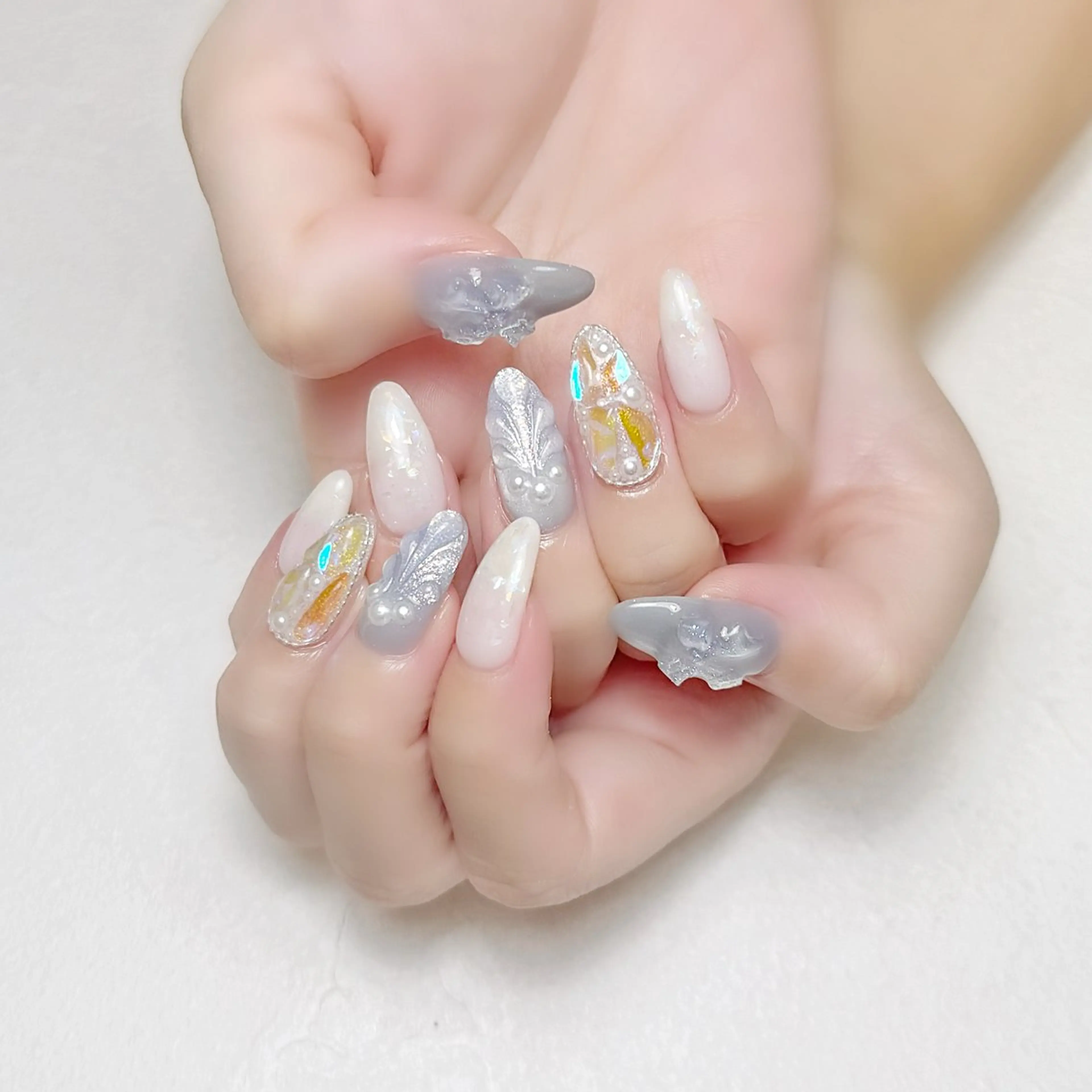 ネイル 氷ネイル・うるうるネイル ラメ(グリッター) 夏ネイル rouse nail RISATOのネイルデザイン