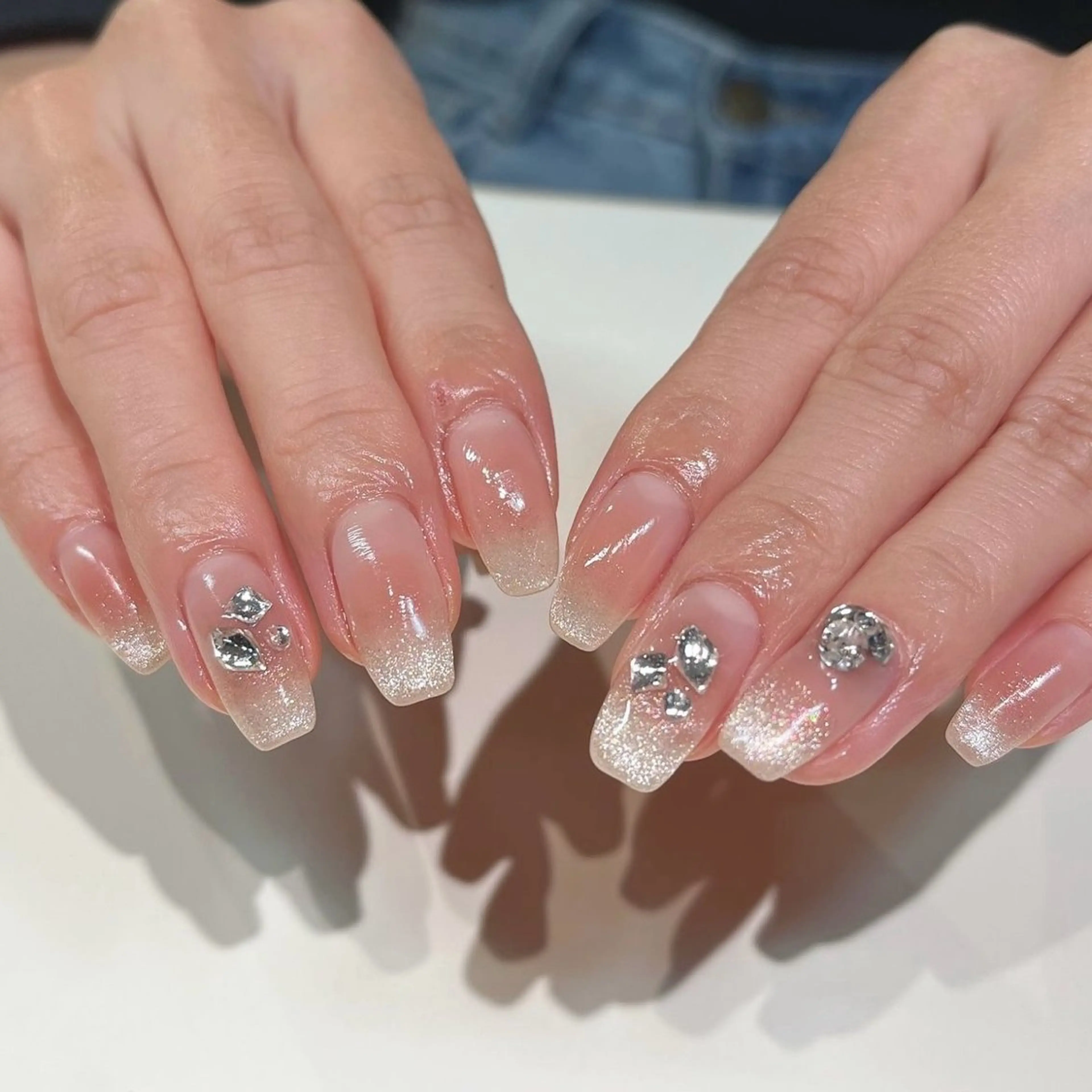 ネイル オーロラネイル チークネイル 長さ出し フットネイル フレンチネイル ハンドネイル J&C Nail Salon吉祥寺所属・YU KIのネイルデザイン