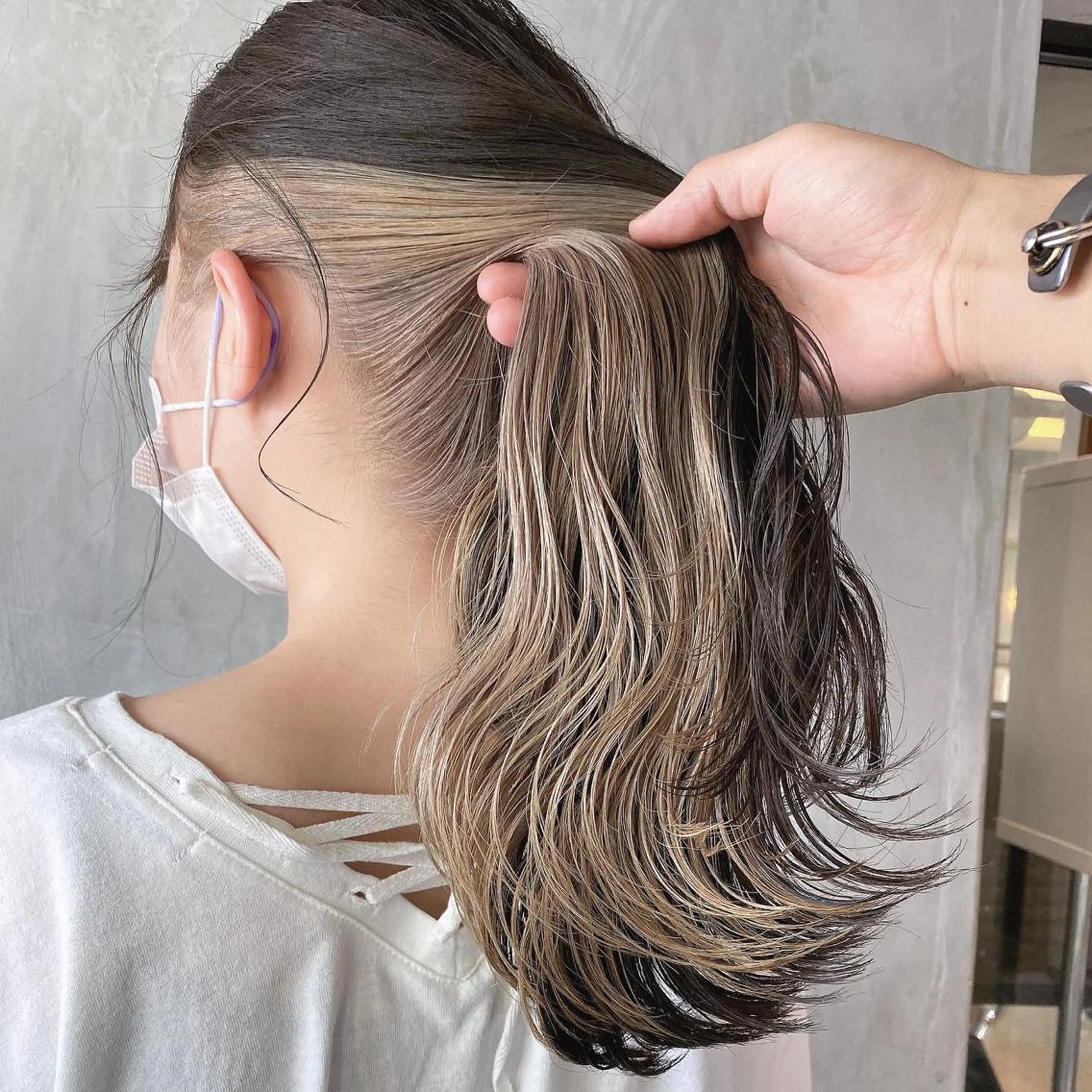 ロング カラー ヘアアレンジ ヘアカラー 切りっぱなしボブ/ デザインカラー店長のヘアスタイル