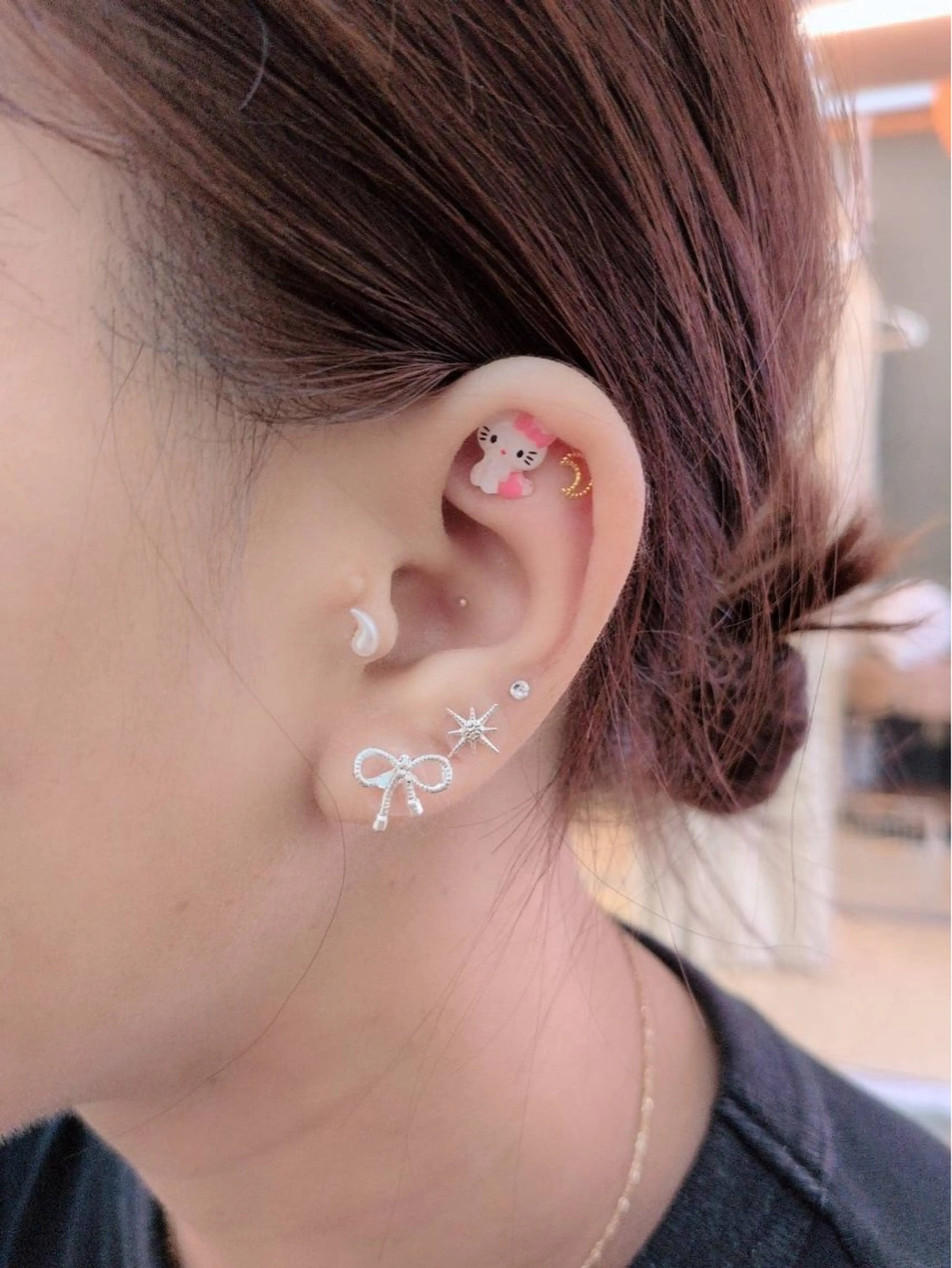 束感まつ毛パーマ＋耳ツボジュエリー12粒💎セット¥6500の写真