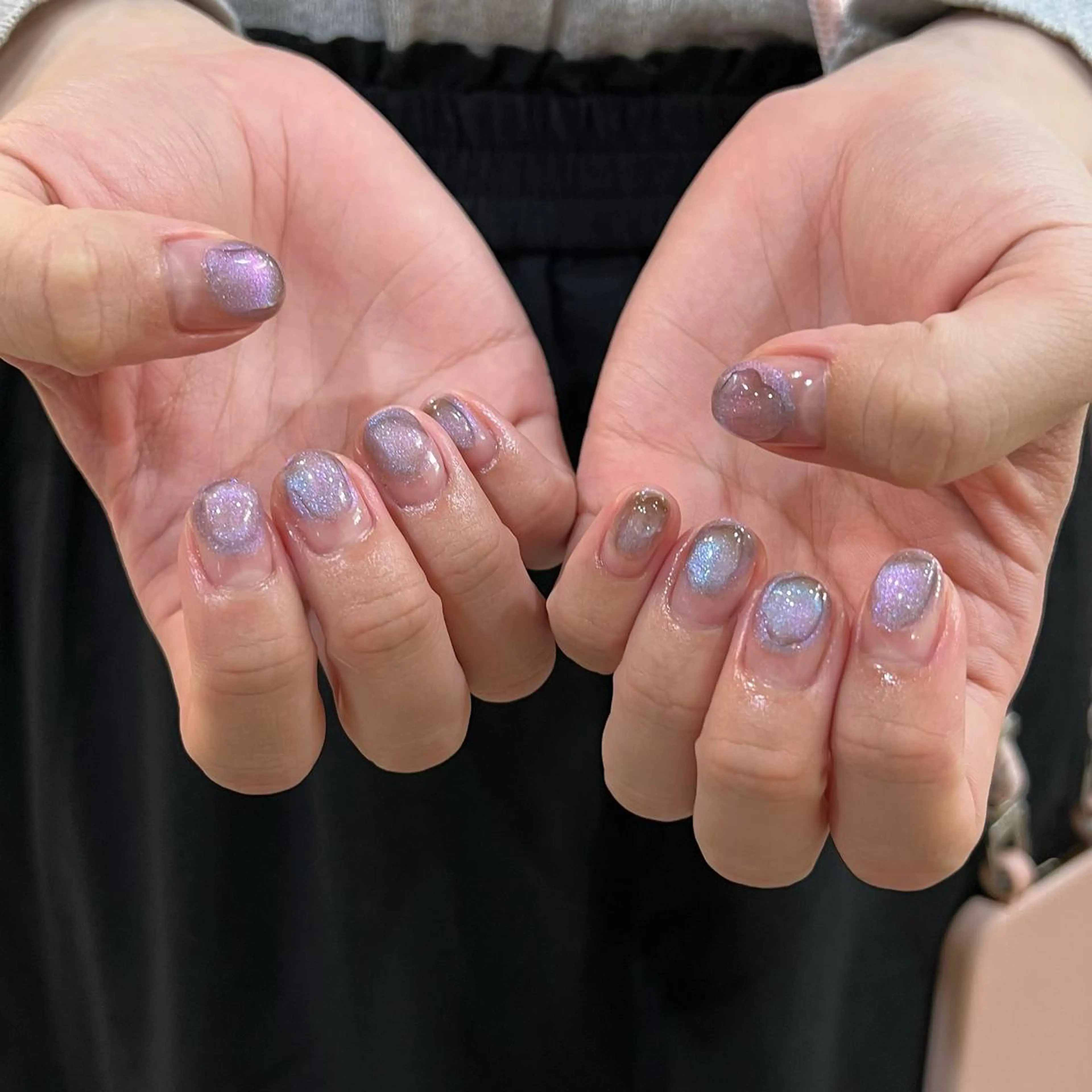 ネイル ブルー フレンチネイル マグネットネイル ミラーネイル ニュアンスネイル 酒井 サカイのネイルデザイン