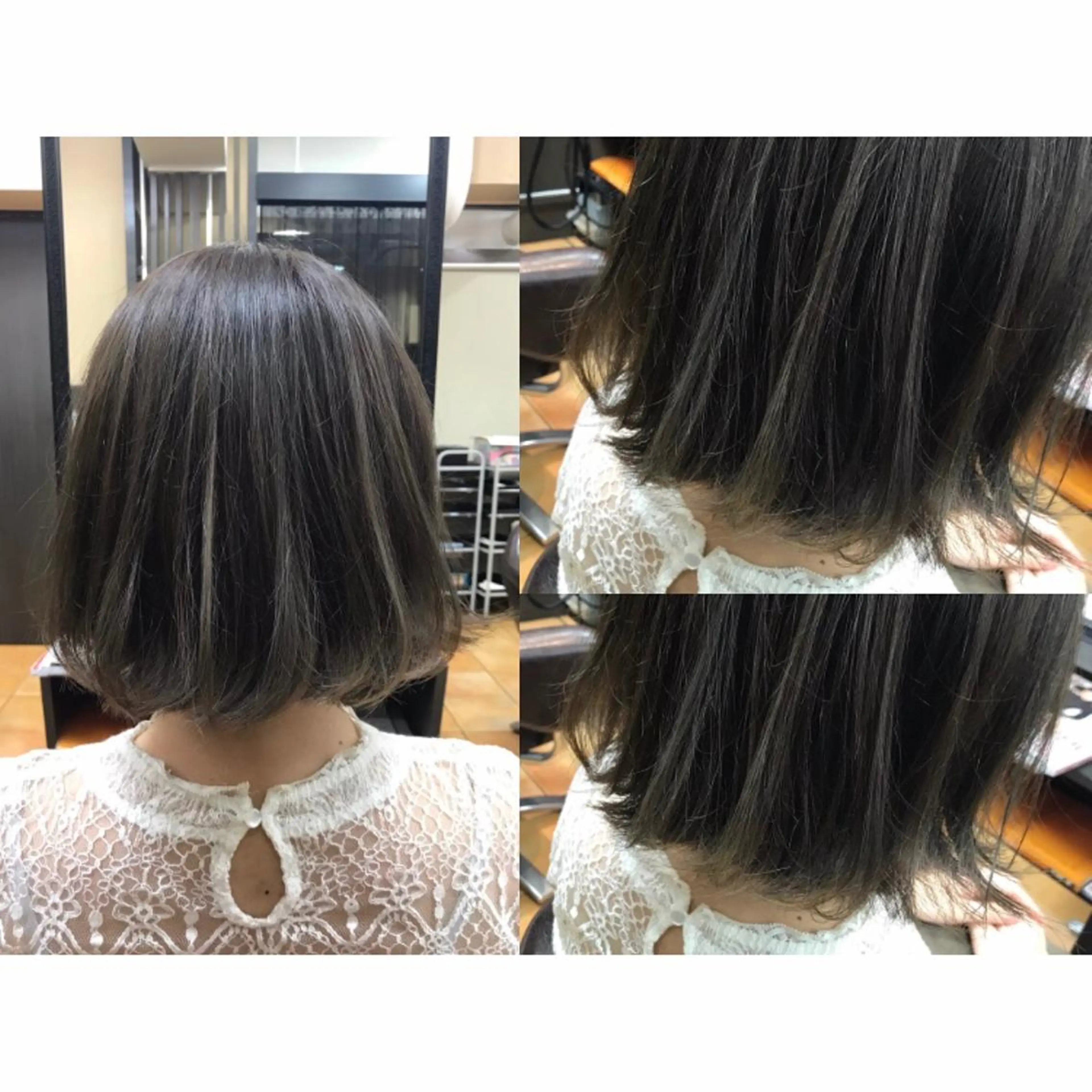 ショート カラー グレージュ ハイライトカラー ハイライト 🫧透け感⋆艶髪💎 山口アヤカのヘアスタイル