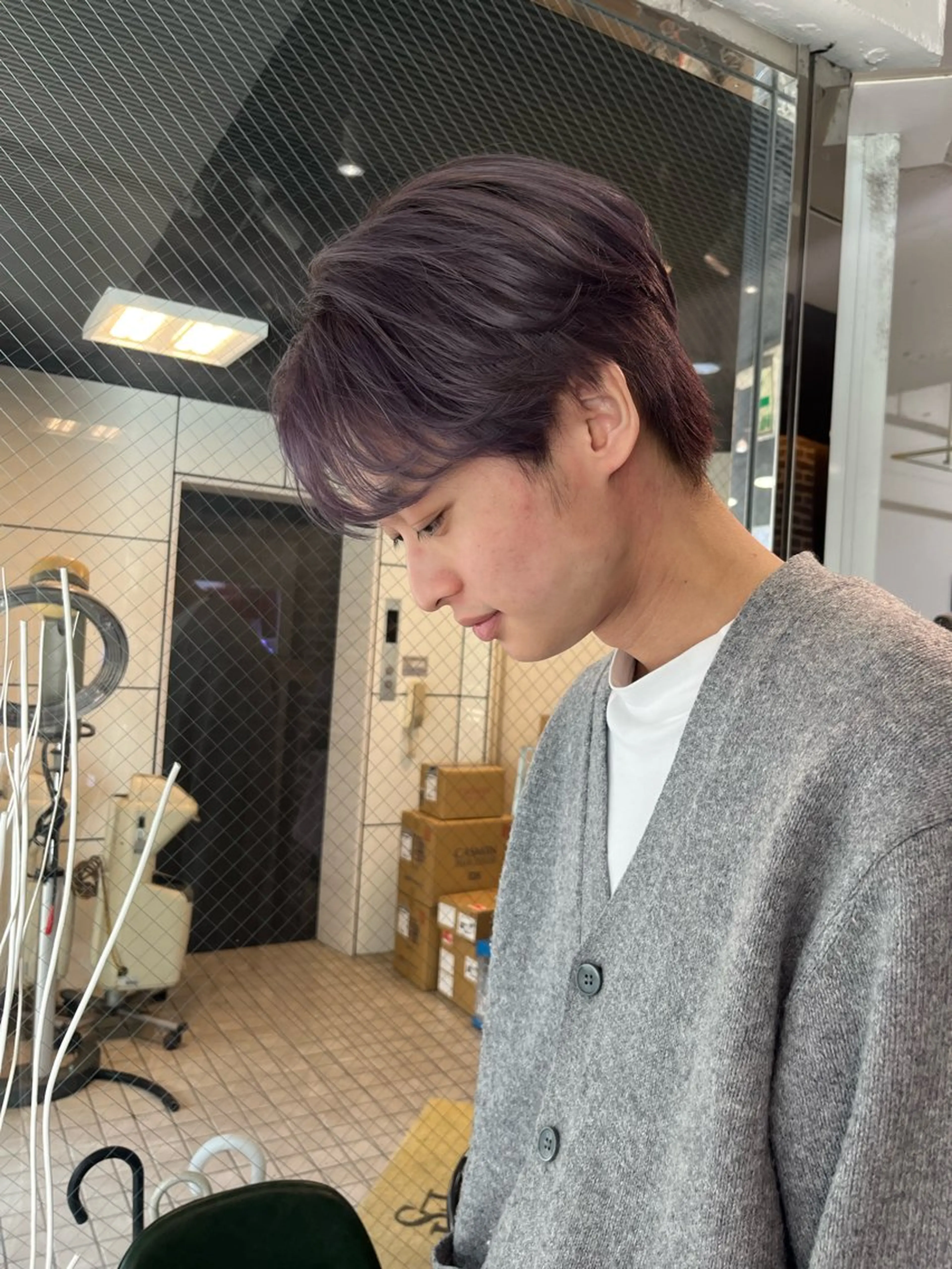 ショート メンズ センターパート ダウンパーマ カルマパーマ マッシュ メンズパーマ メンズ/派手 color☆NOKAのヘアスタイル