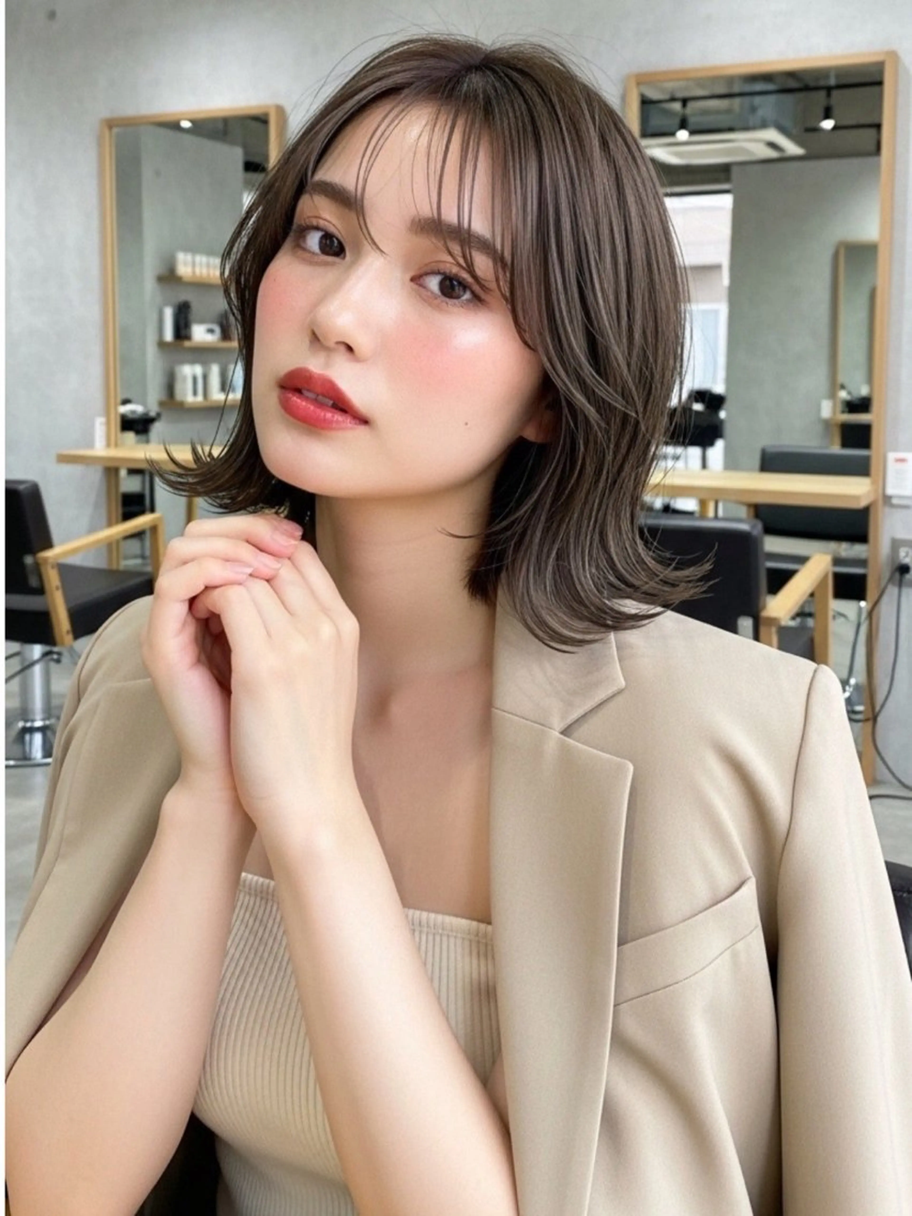 ミディアム 似合わせボブ✖️ 韓国レイヤー✨小関のヘアスタイル