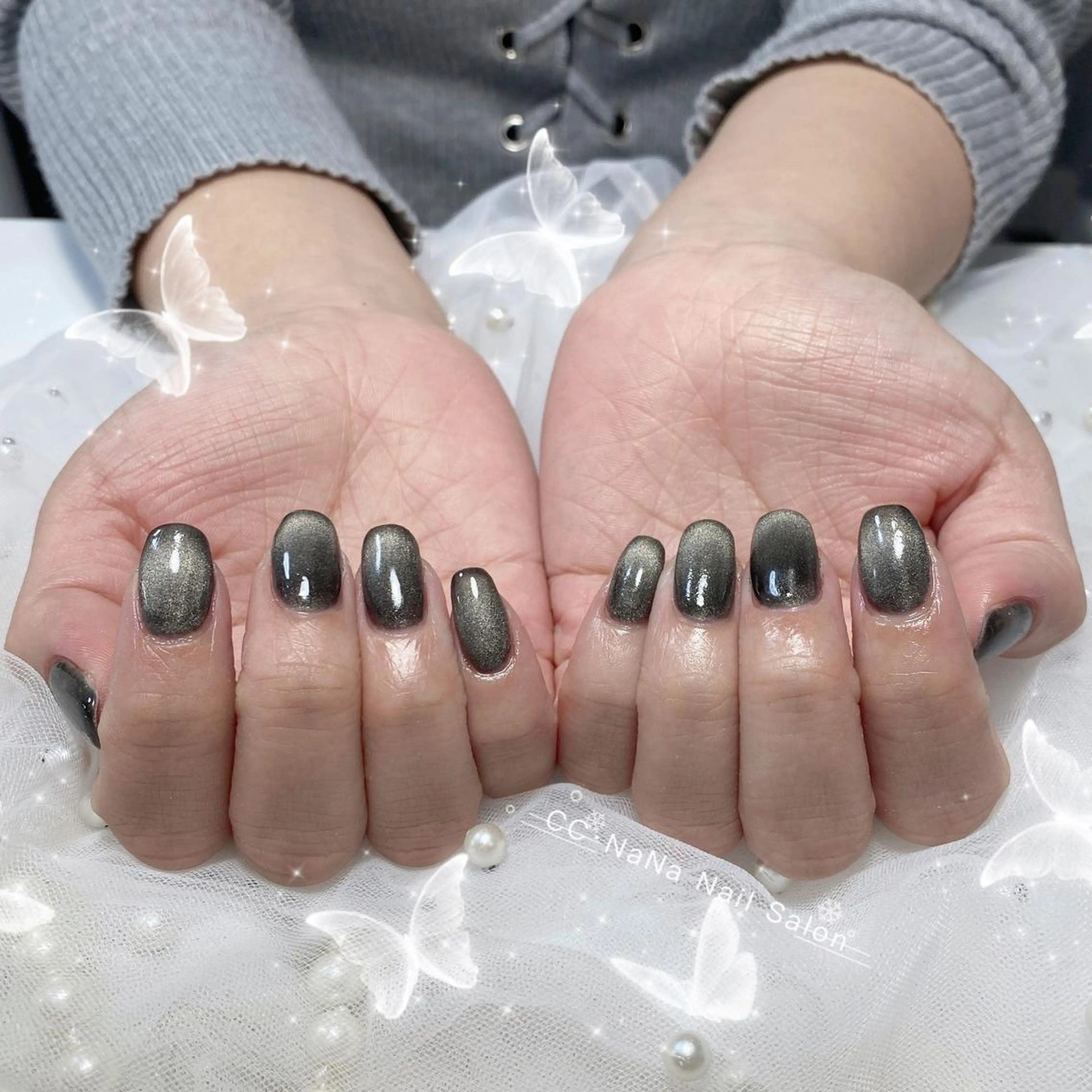 ネイル チークネイル フラッシュネイル ジェルネイル ハート キラキラネイル ハンドネイル 💎CC・NaNa 韓国風ネイル🌙のネイルデザイン