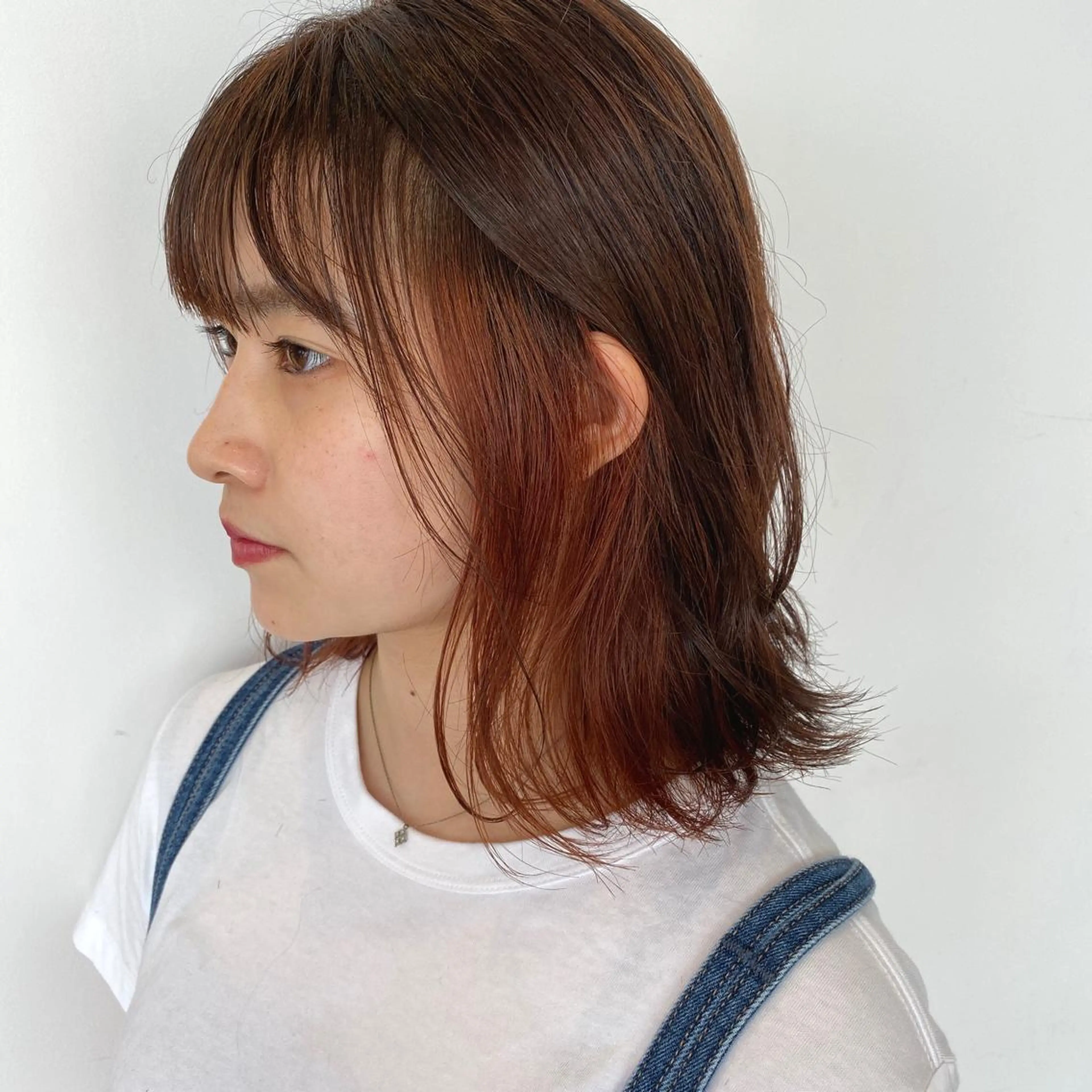 ミディアム カラー ベージュカラー インナーカラー オレンジ オレンジベージュ ピンクカラー ヘアカラー 高橋 舟太郎のヘアスタイル