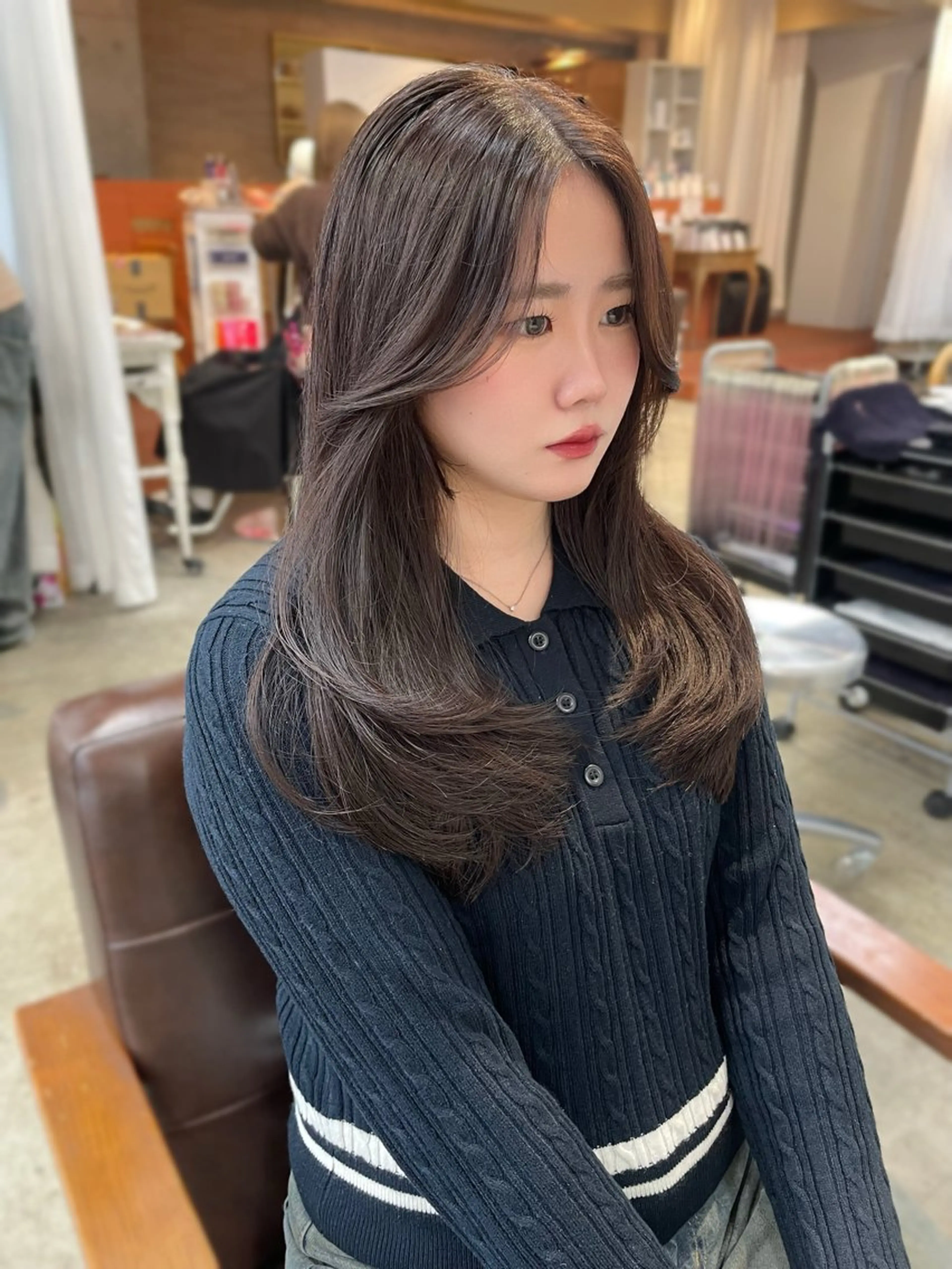 ロング カット ヘアカラー 艶髪矯正/レイヤー カット/ミサキ💐のヘアスタイル