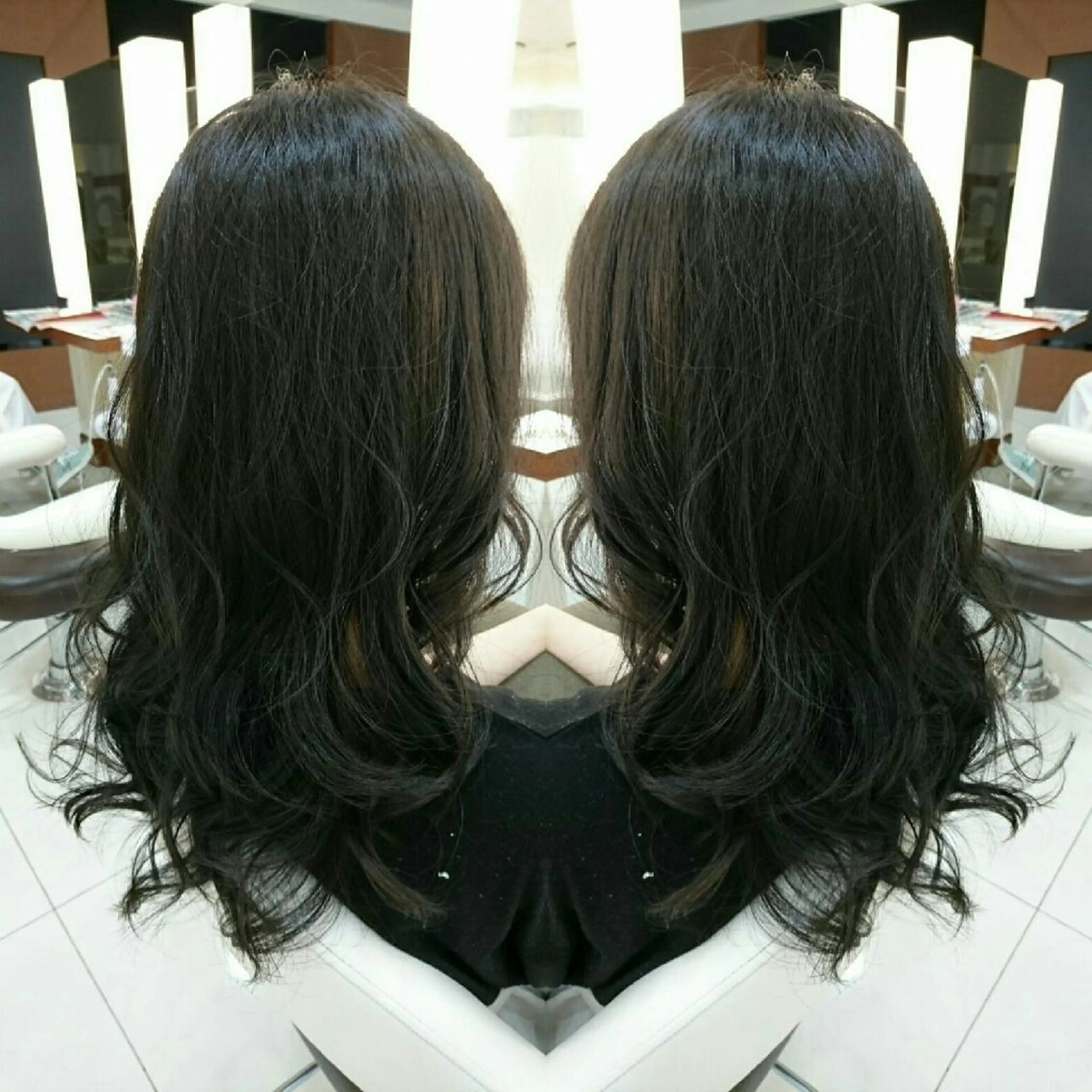 セミロング カラー アッシュ ベージュカラー ヘアカラー 面谷 一光のヘアスタイル