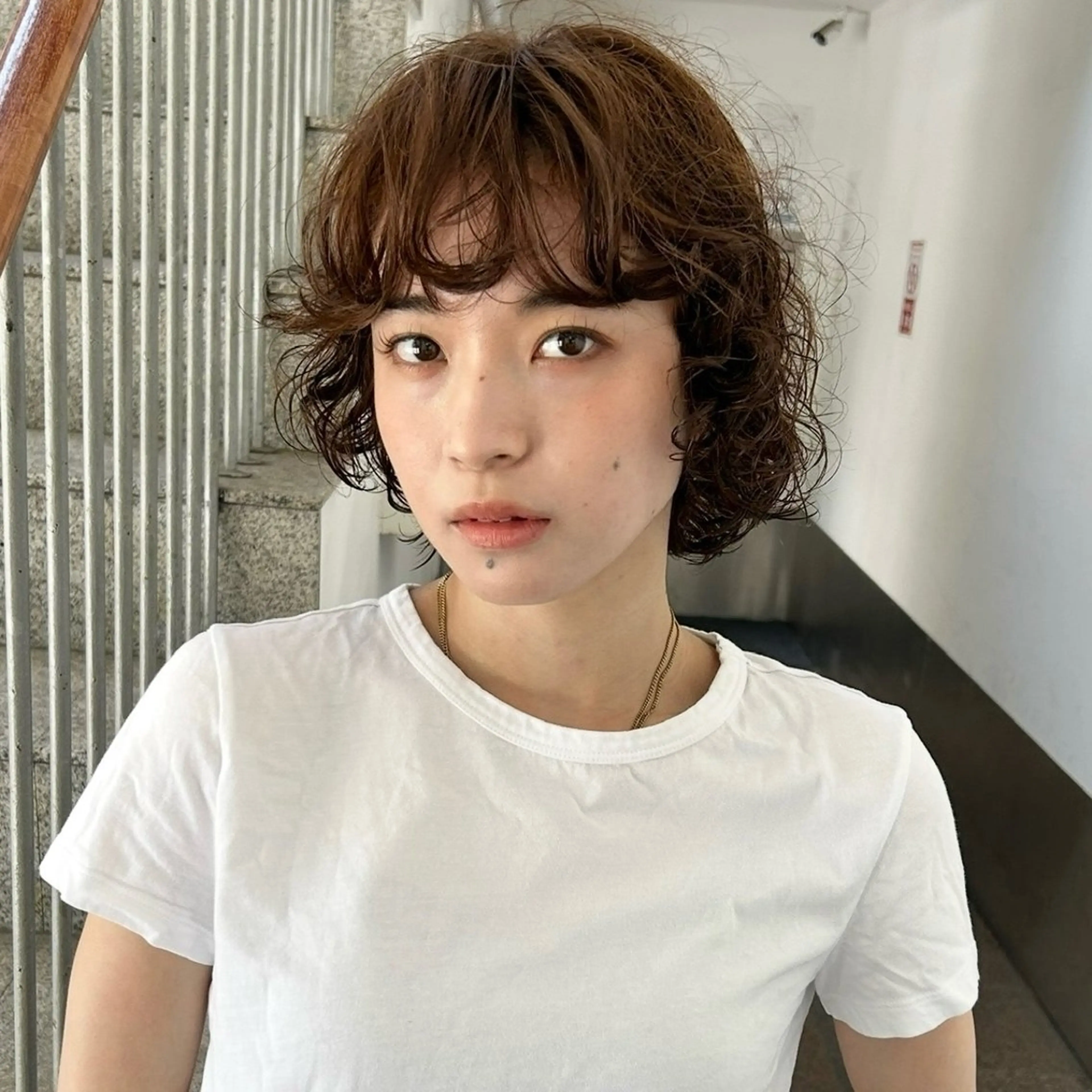 ショート パーマ ボブ 丸みボブ/メンズ /大山杏奈🌙のヘアスタイル