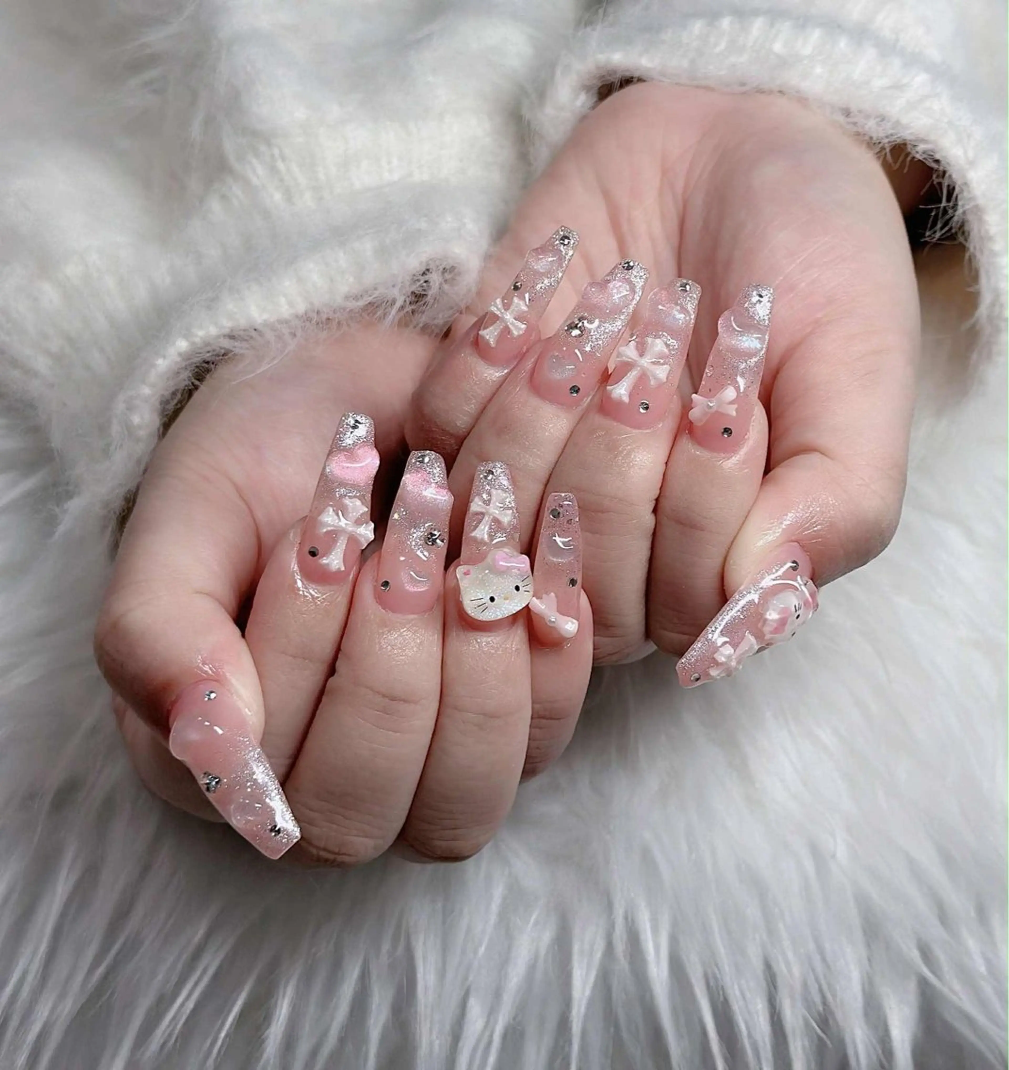 ネイル フレンチネイル ジェルネイル ガラスフレンチ ハロウィン ハート ハンドネイル H.baby Nail Salonのネイルデザイン