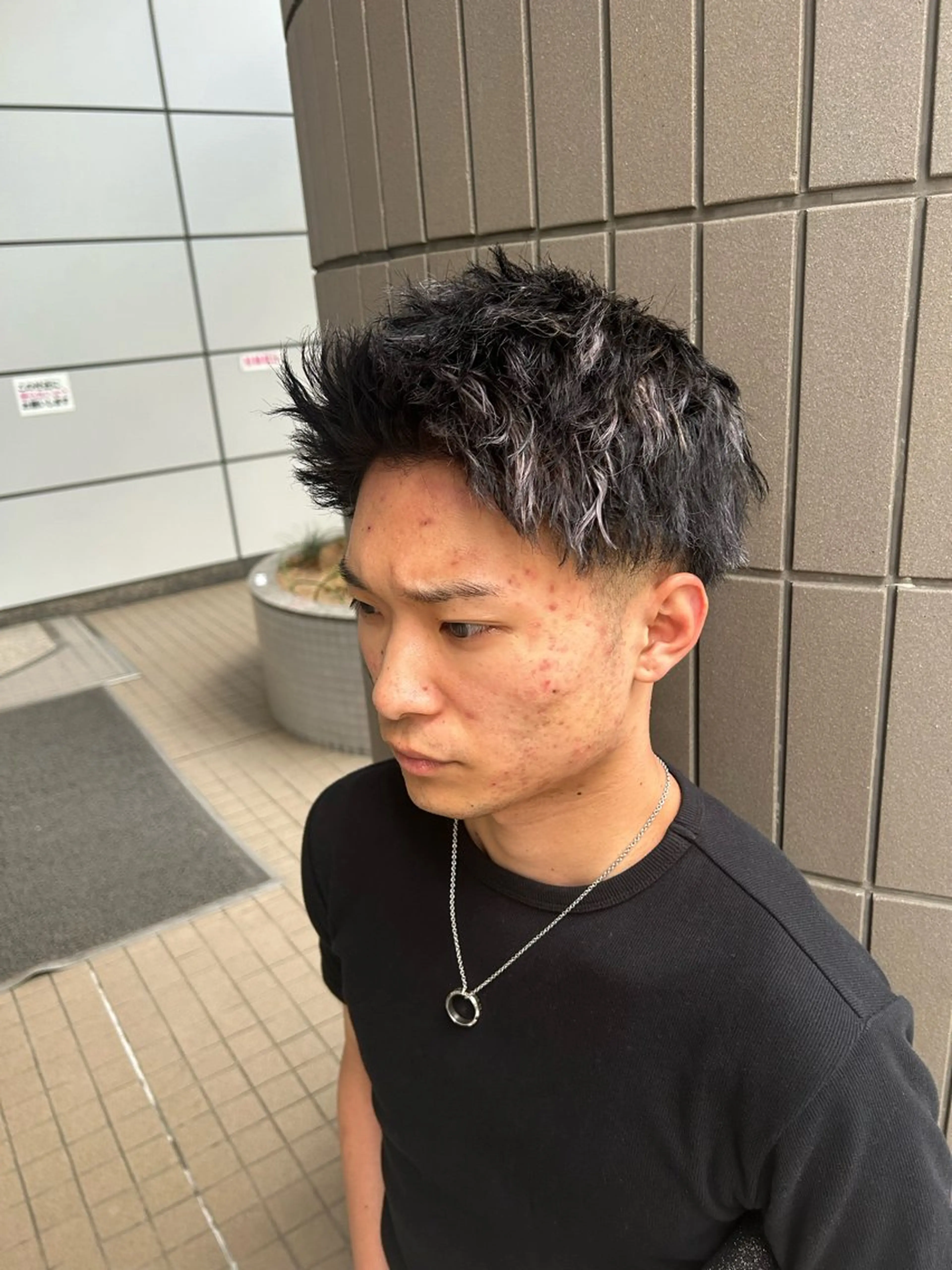 ミディアム カラー メンズ 大阪/梅田/シャドウ パーマ/ノボリユウタのヘアスタイル