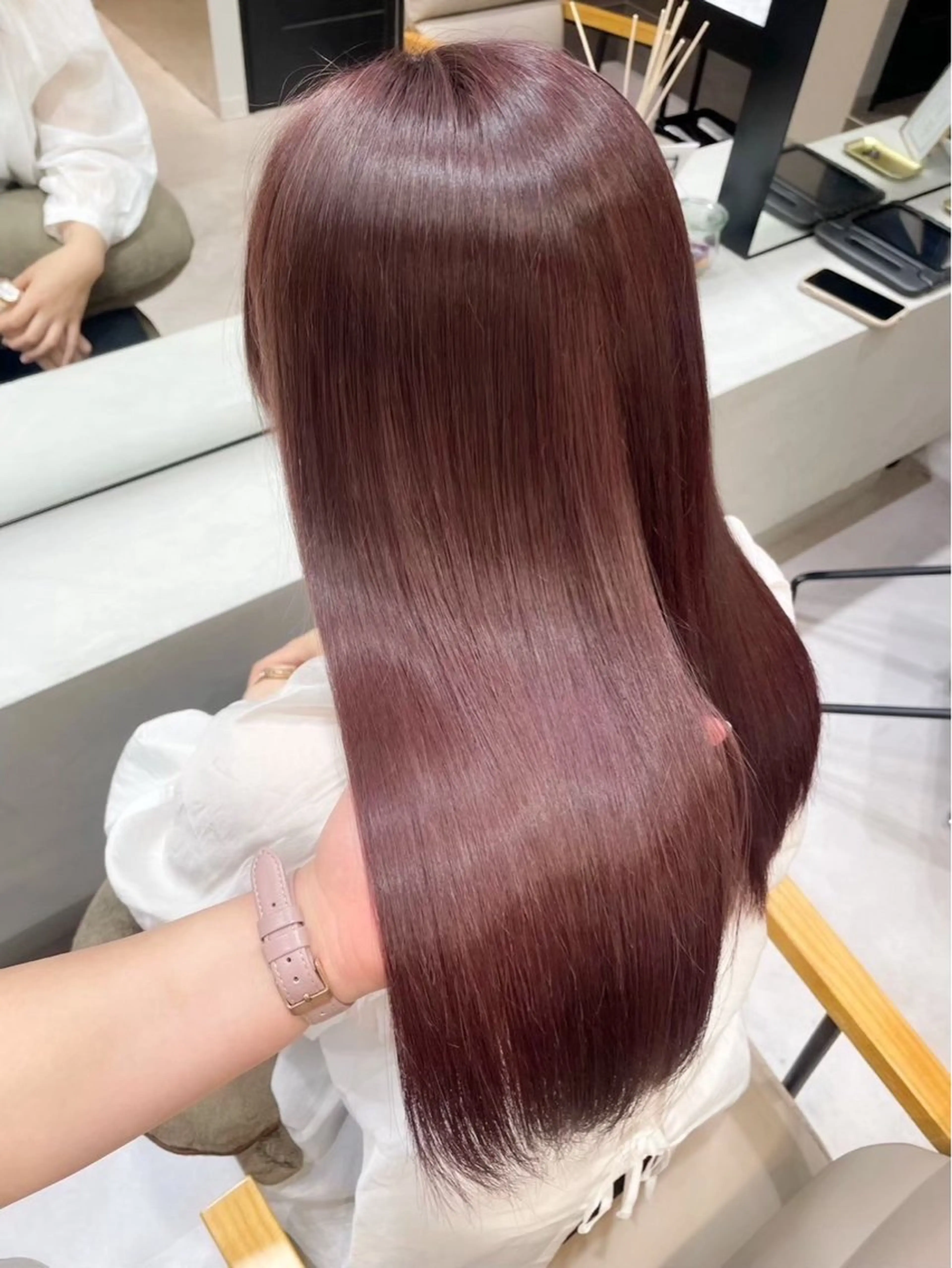 暖色カラー🍒ワンカラー🫧+超音波アイロントリートメント付き🌱の写真