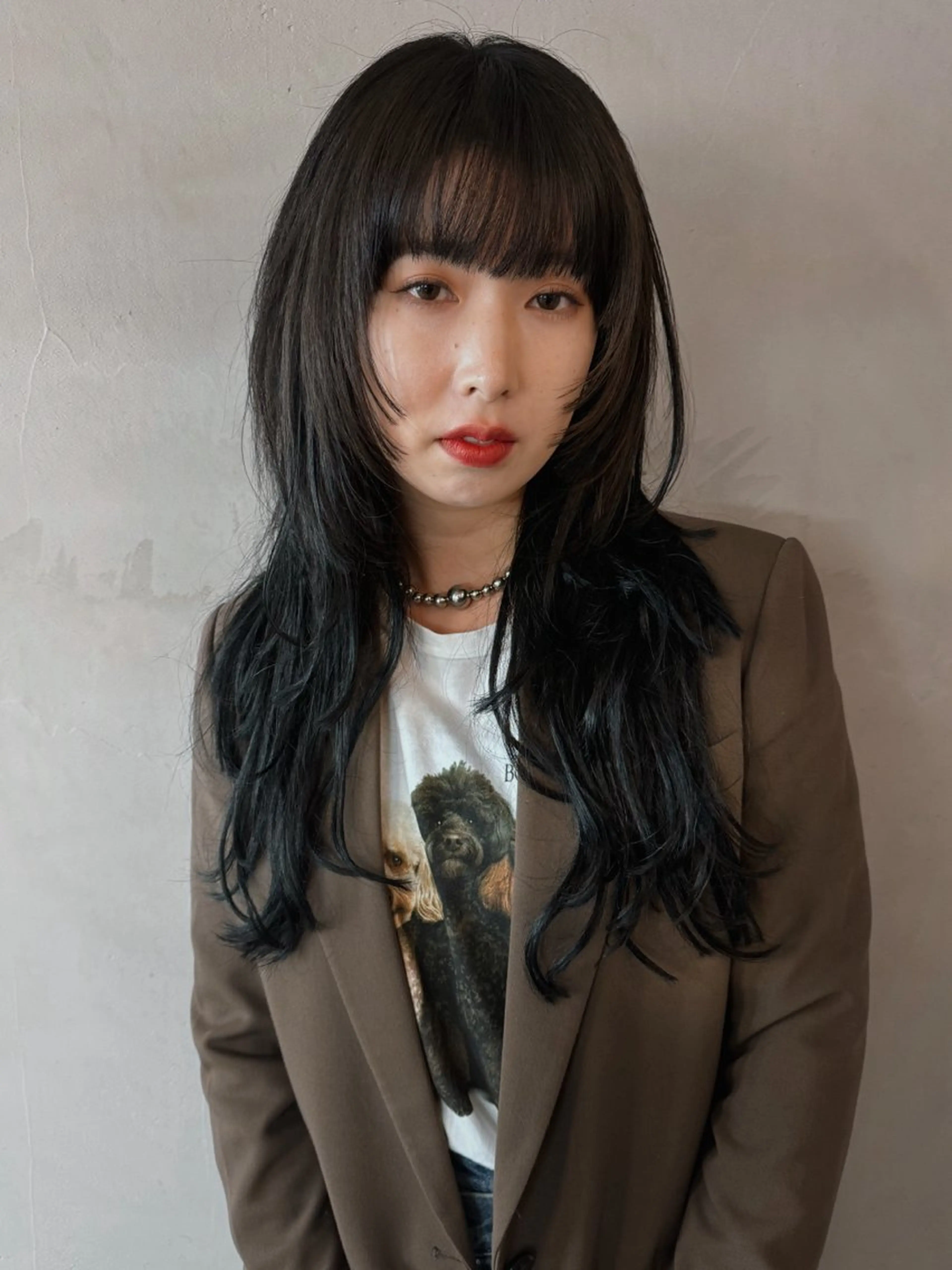 セミロング 似合わせパーマ 癖毛カットのヘアスタイル
