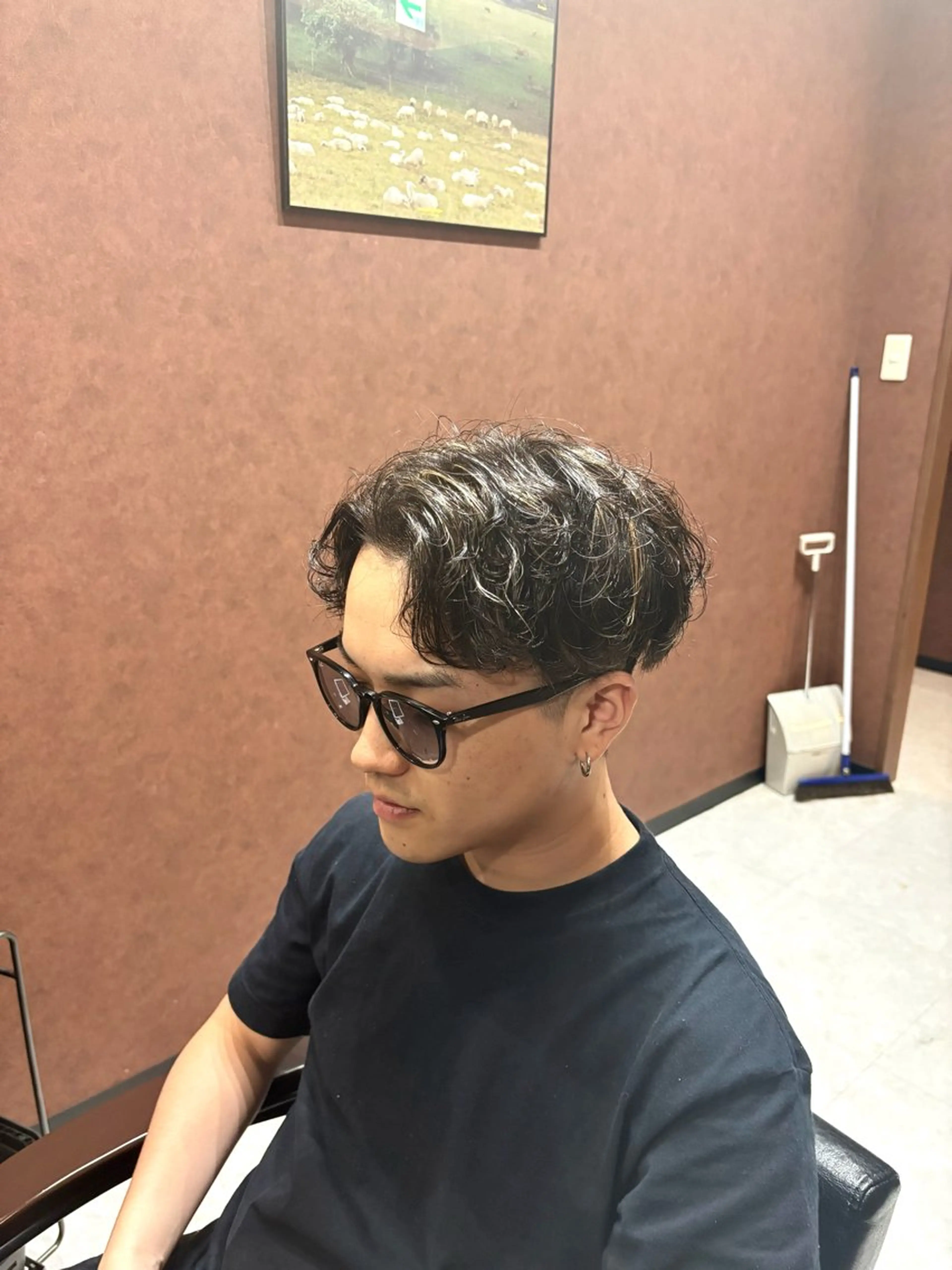 カラー パーマ メンズ メンズメッシュ メッシュ カット ヘアカラー E 難波OCAT店所属・Rei .のヘアスタイル