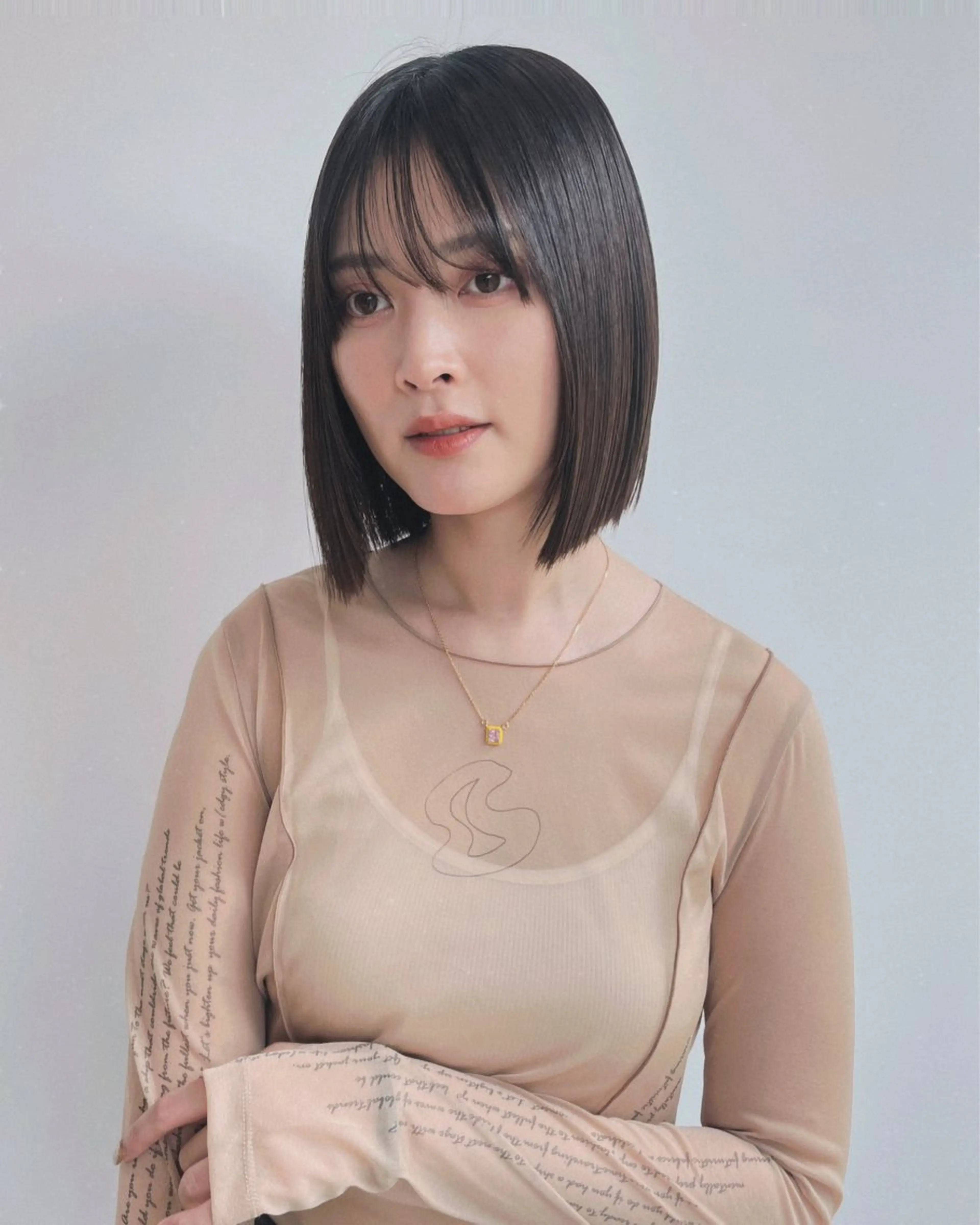 ミディアム 切りっぱなしボブ ボブ SAUT銀座所属・石川玲菜/ 髪質改善ボブ/メンズのヘアスタイル