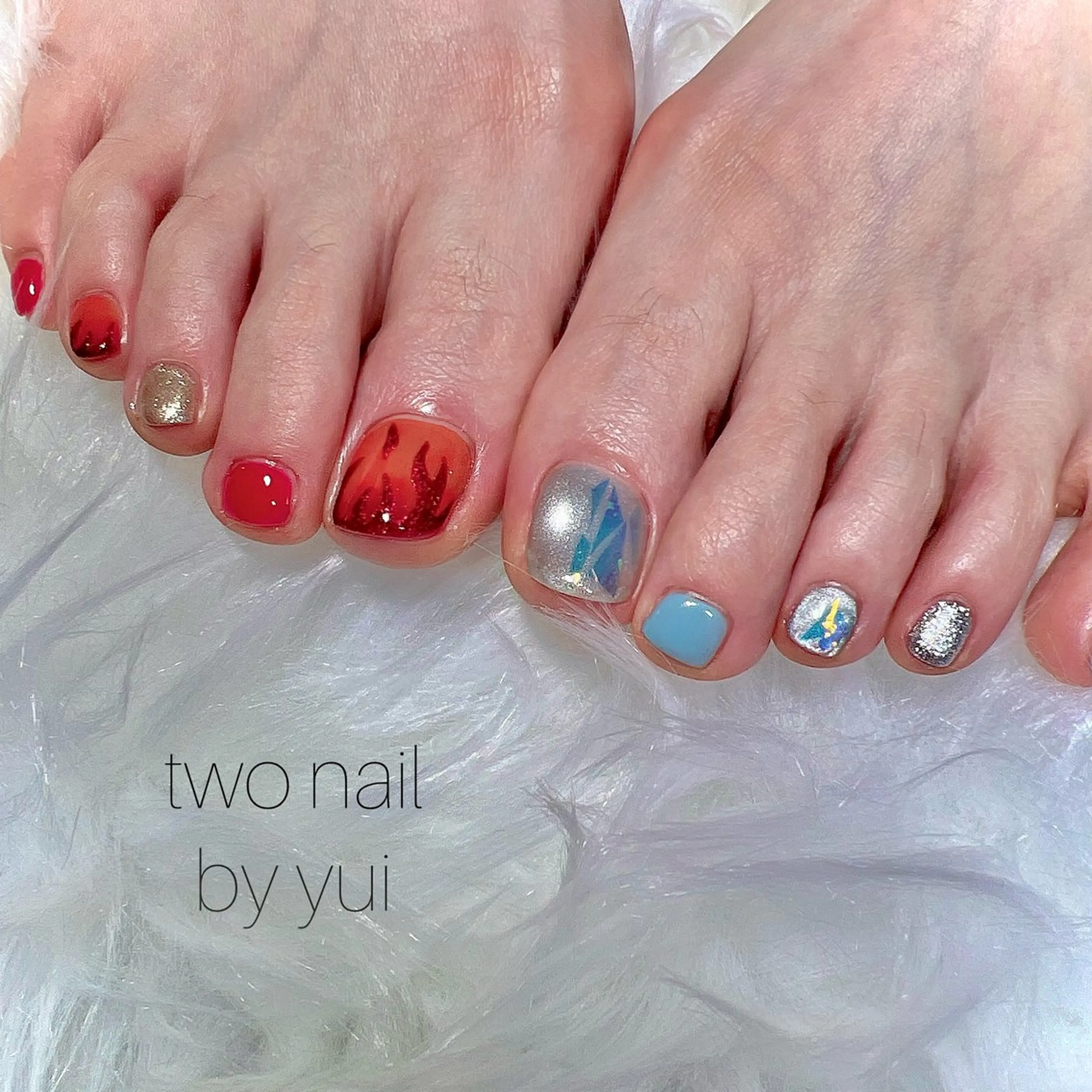 ネイル アートネイル ネイルチップ ホワイト フットネイル two nailのネイルデザイン