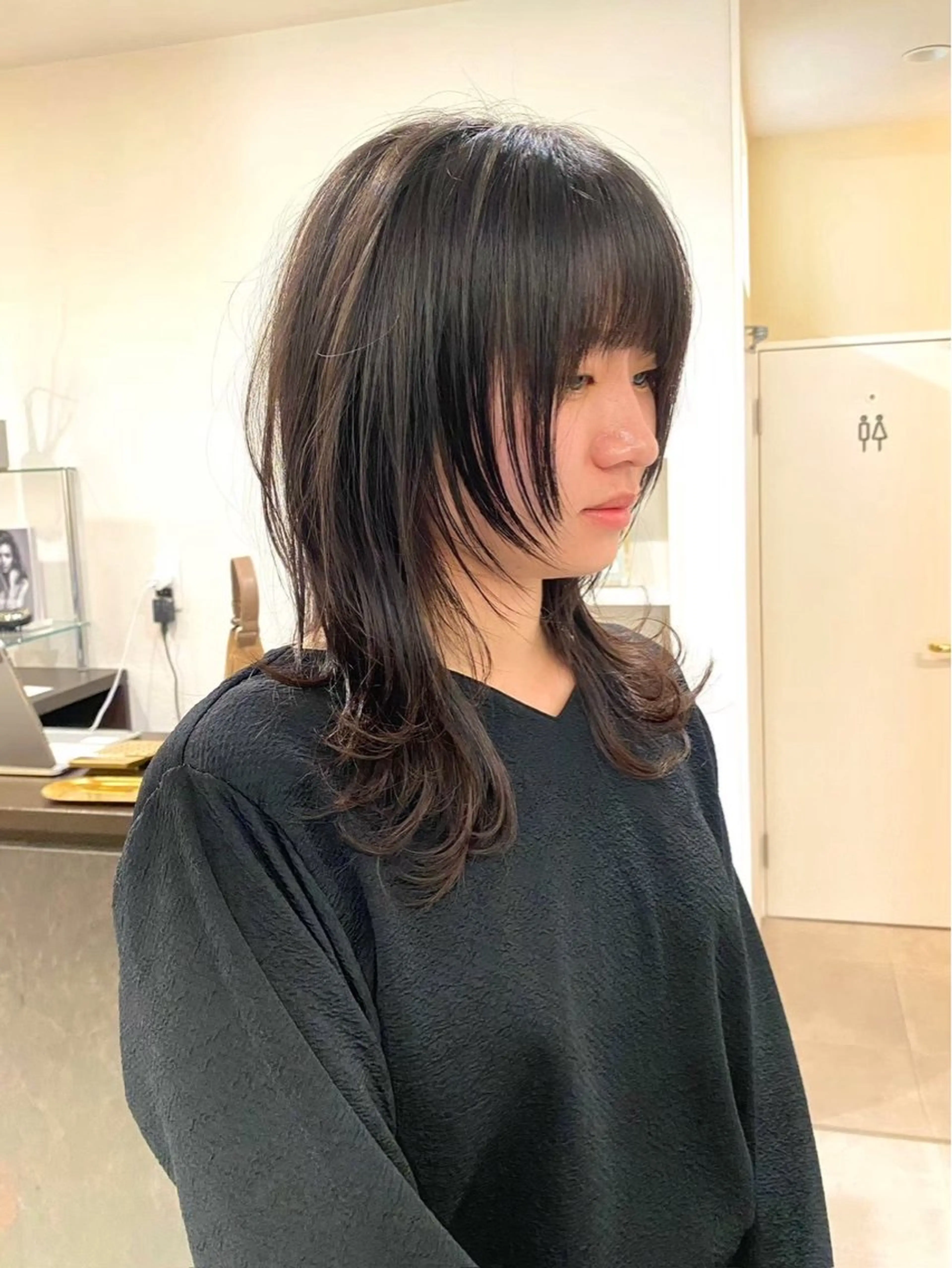 セミロング カラー ヘアカラー ふうと/ブリーチ/ ハイトーン/艶カラーのヘアスタイル
