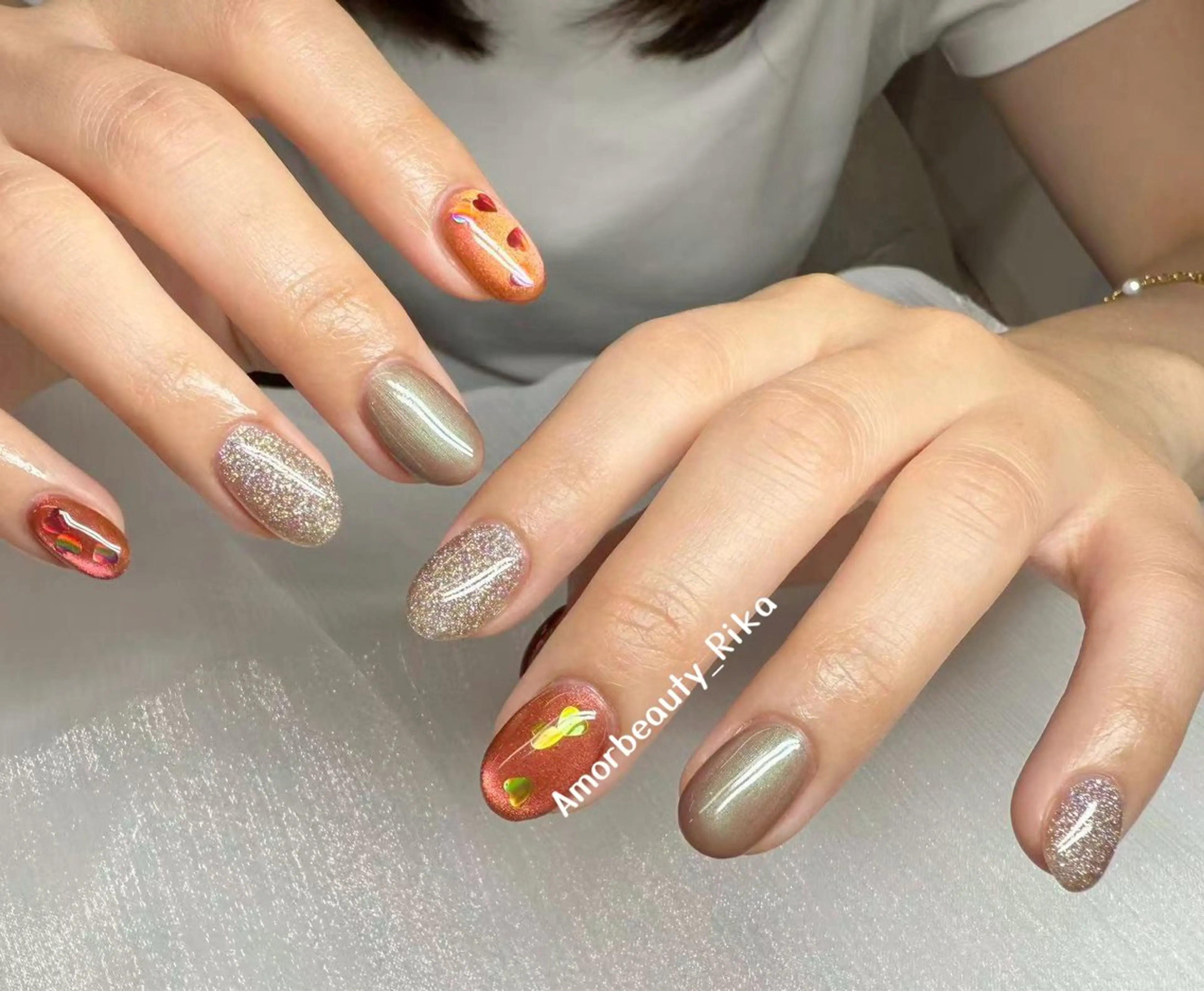 ネイル ハンドネイル Kaka_ パラジェル、長さだしのネイルデザイン