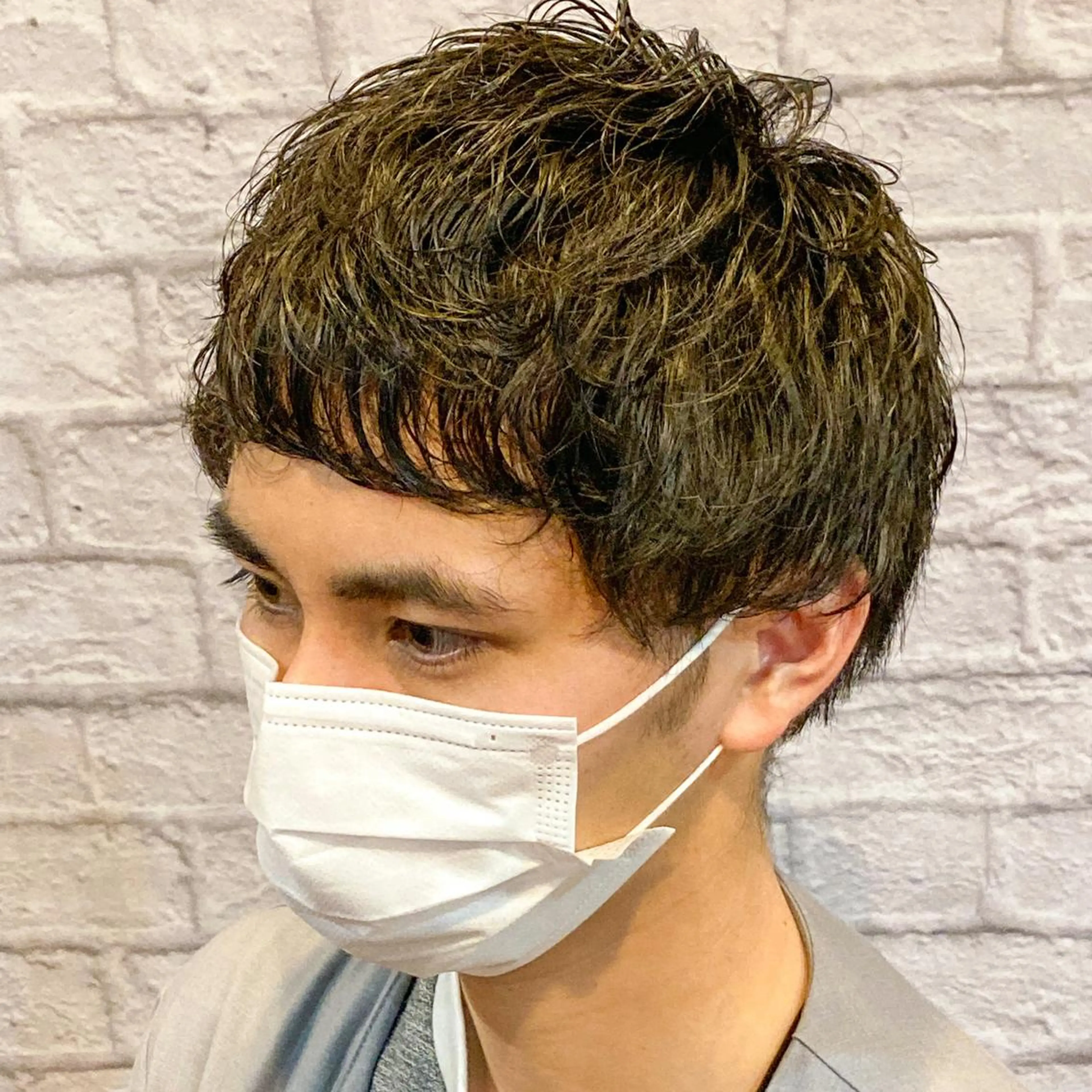 ミディアム メンズ カット パーマ お客様満足度NO.1 小林真弥のヘアスタイル