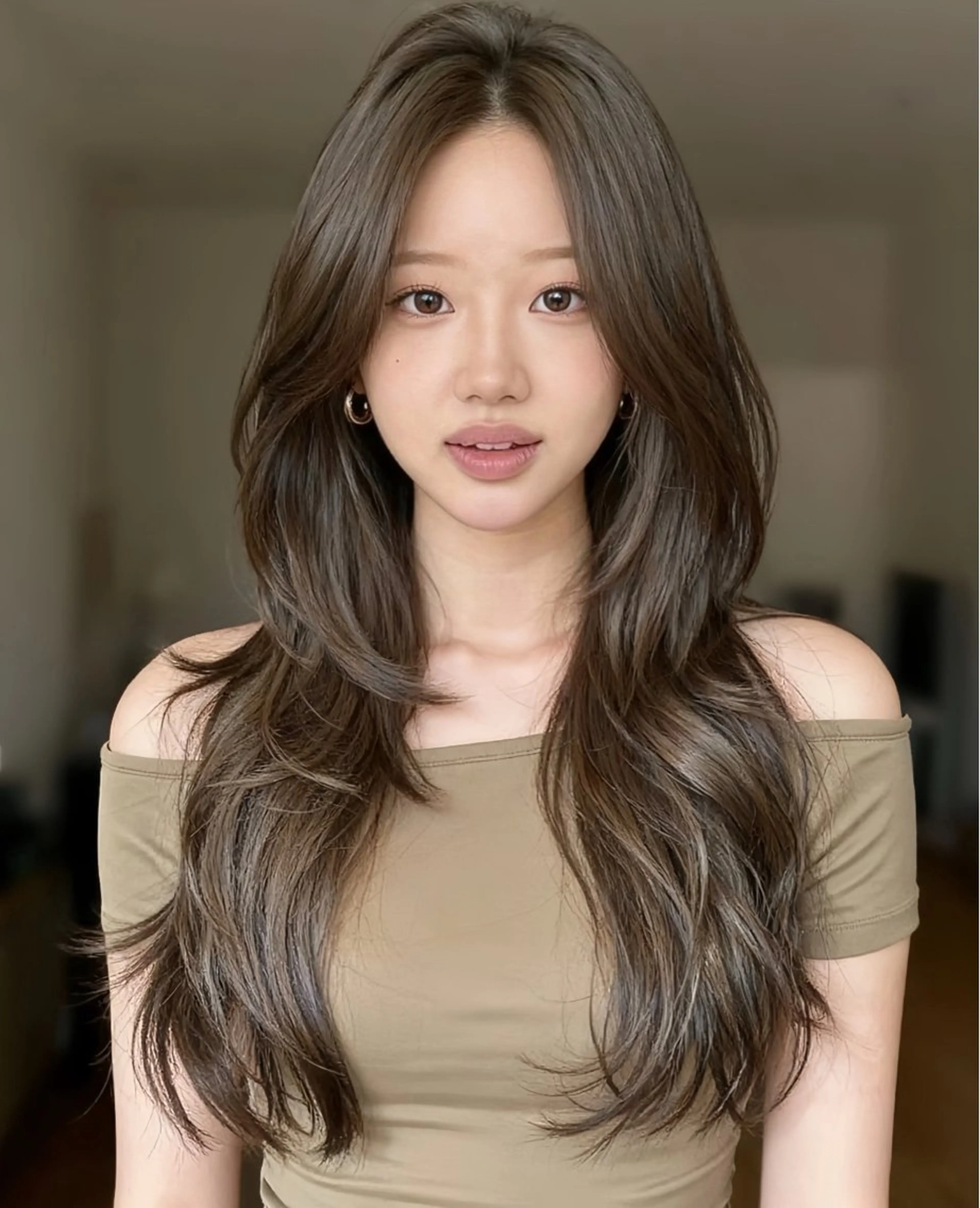 ロング カラー 髪質改善 韓国風ヘア レイヤーカット 小顔カット カット ヘアカラー トリートメント ヘアセット ARMONY表参道店所属・韓国風レイヤーカラー ライムのヘアスタイル