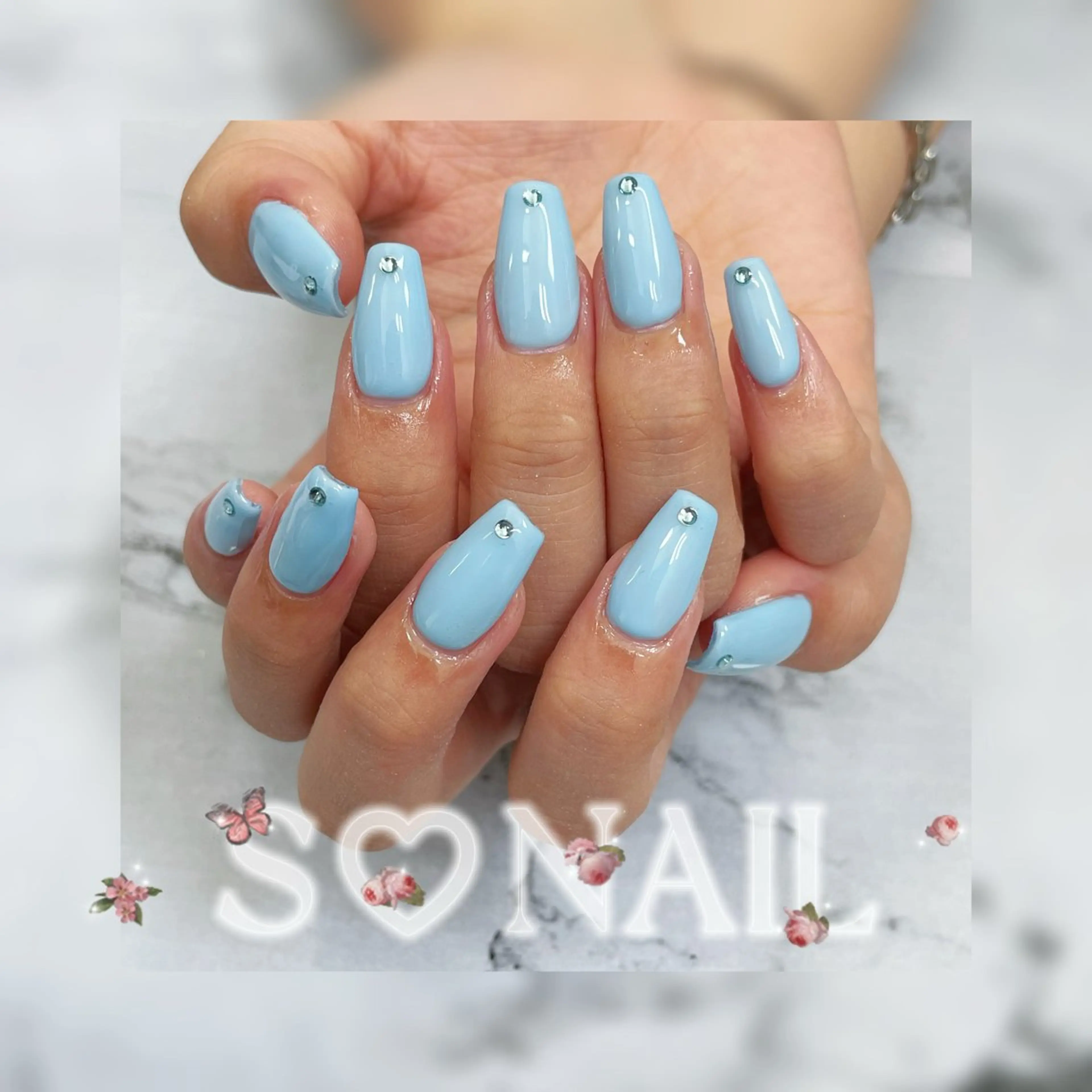 ネイル ストーンネイル ハンドネイル S♡NAIL所属・S.NAIL Suuのネイルデザイン