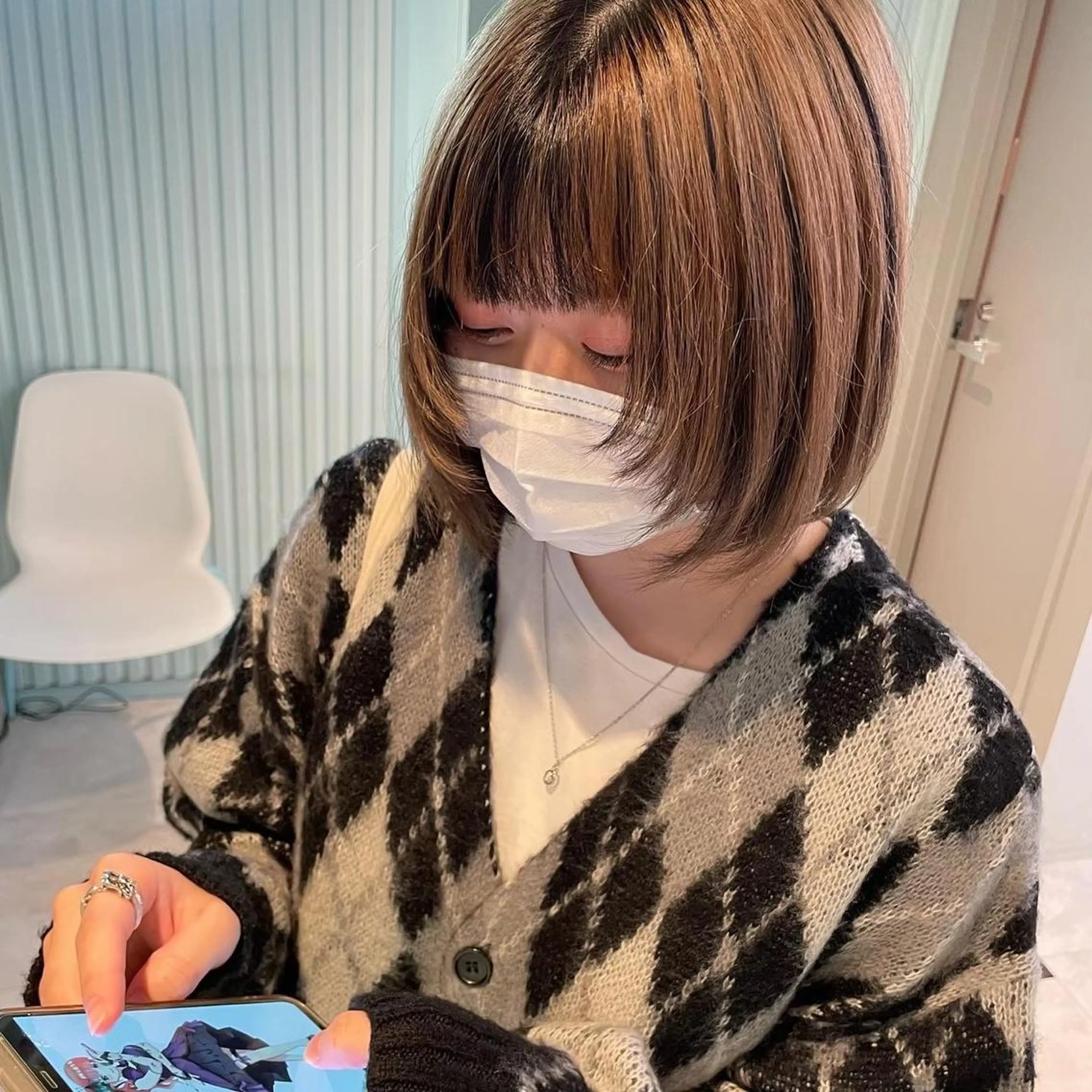 ミディアム カラー パーマ ヘアアレンジ メンズ キッズ ネイル マツエク・マツパ アイブロウ reco所属・ウルフ&レイヤー特化 まとまる美髪矯正のヘアスタイル