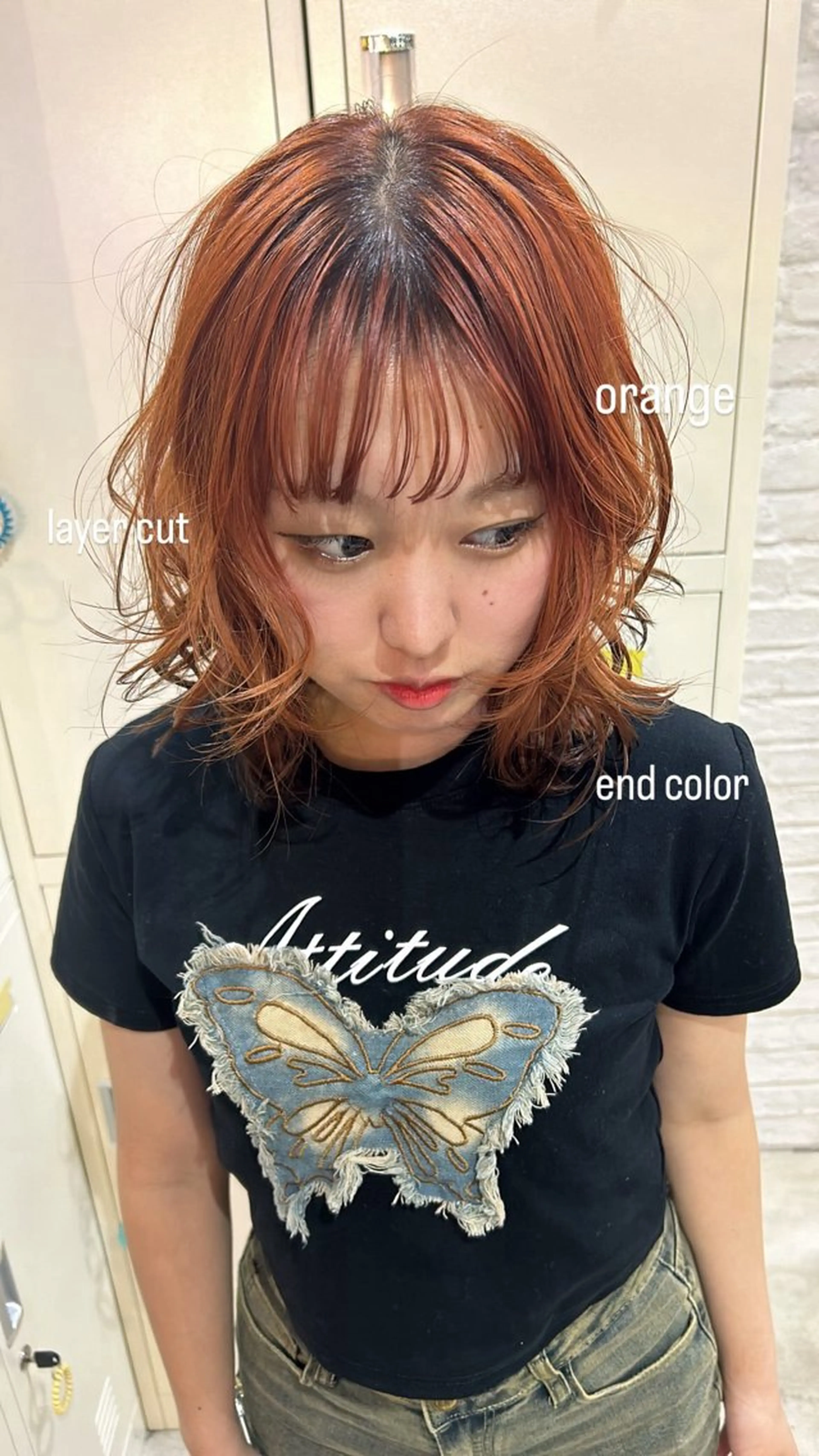 ミディアム カラー 暖色/艶カラー/ エクステ/ユリヤのヘアスタイル