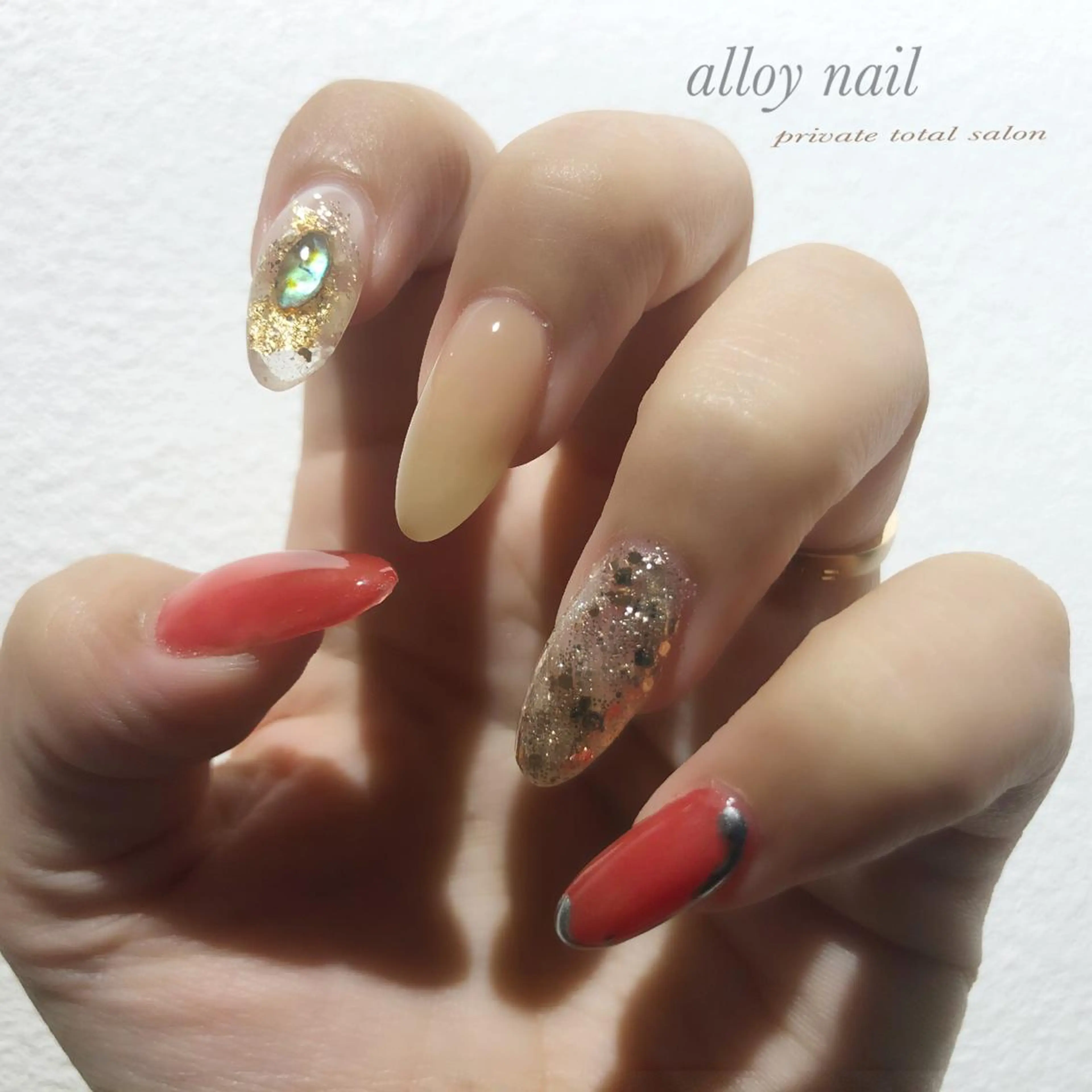 ネイル 長さ出し ハンドネイル alloy nailのネイルデザイン