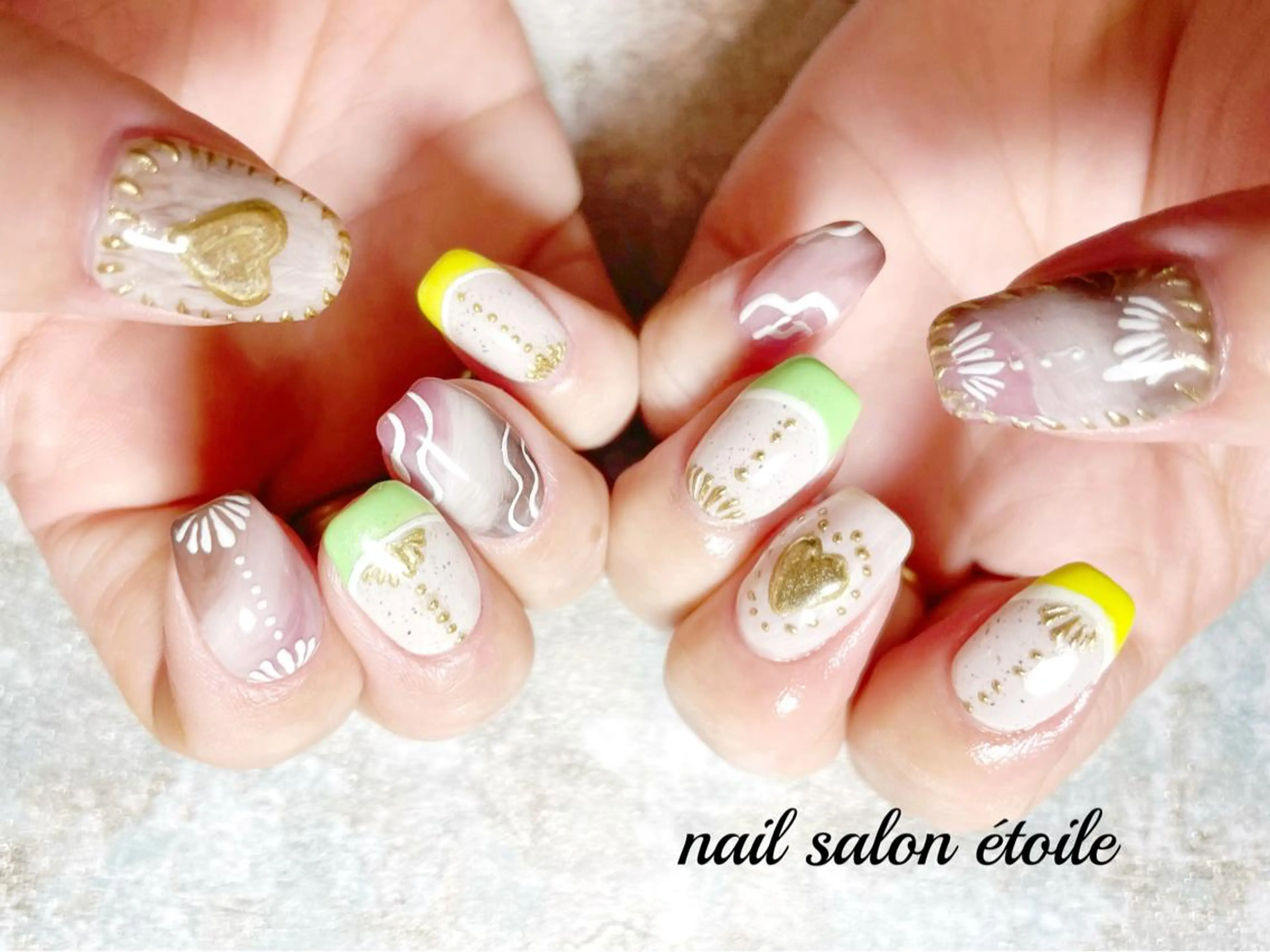 ネイル アートネイル フレンチネイル ジェルネイル ハート ニュアンスネイル ハンドネイル nail salon étoileのネイルデザイン